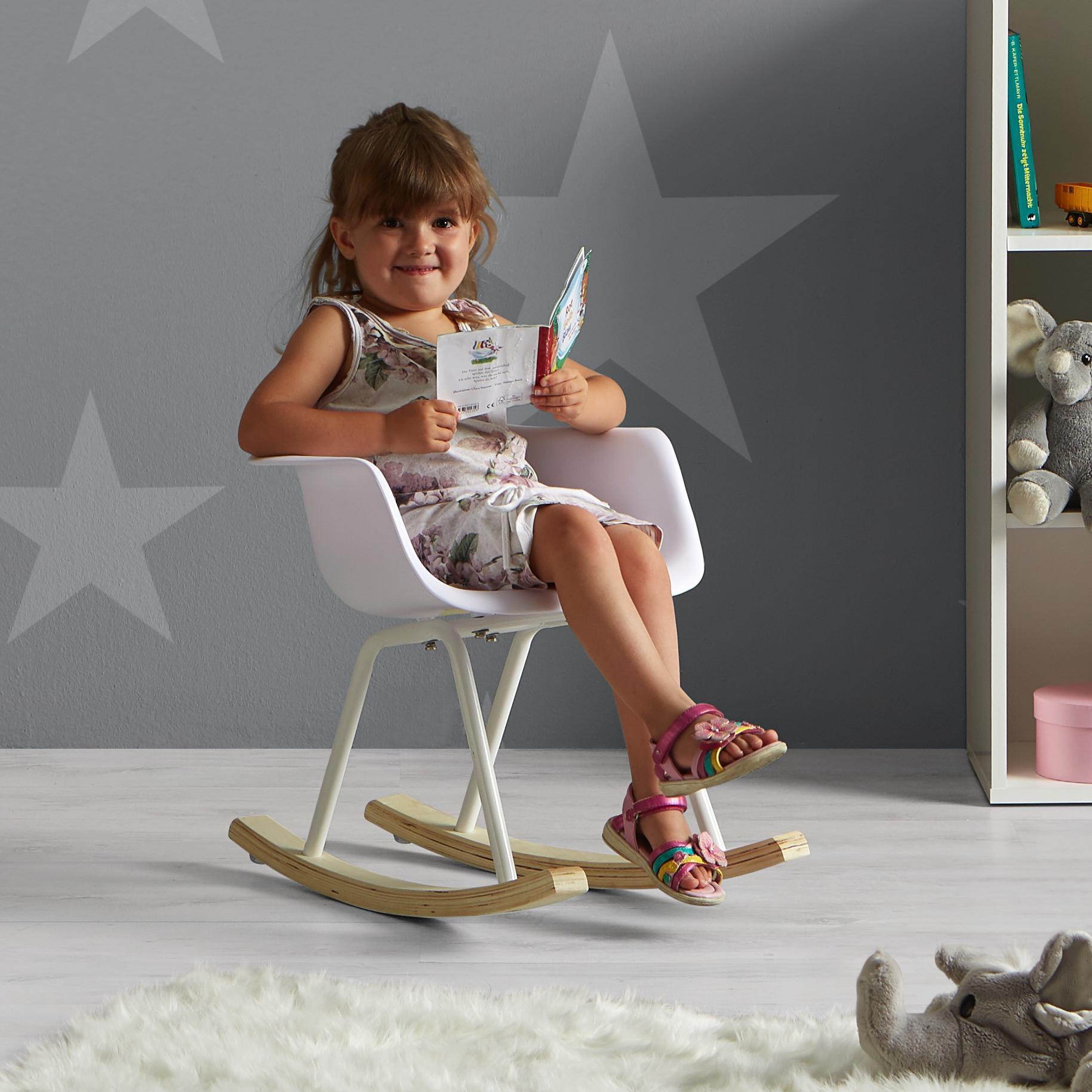 Kinderschaukelstuhl in Weiß 'Bobby' - Weiß, MODERN, Holz/Kunststoff (41,5/60/54cm) - Bessagi Kids