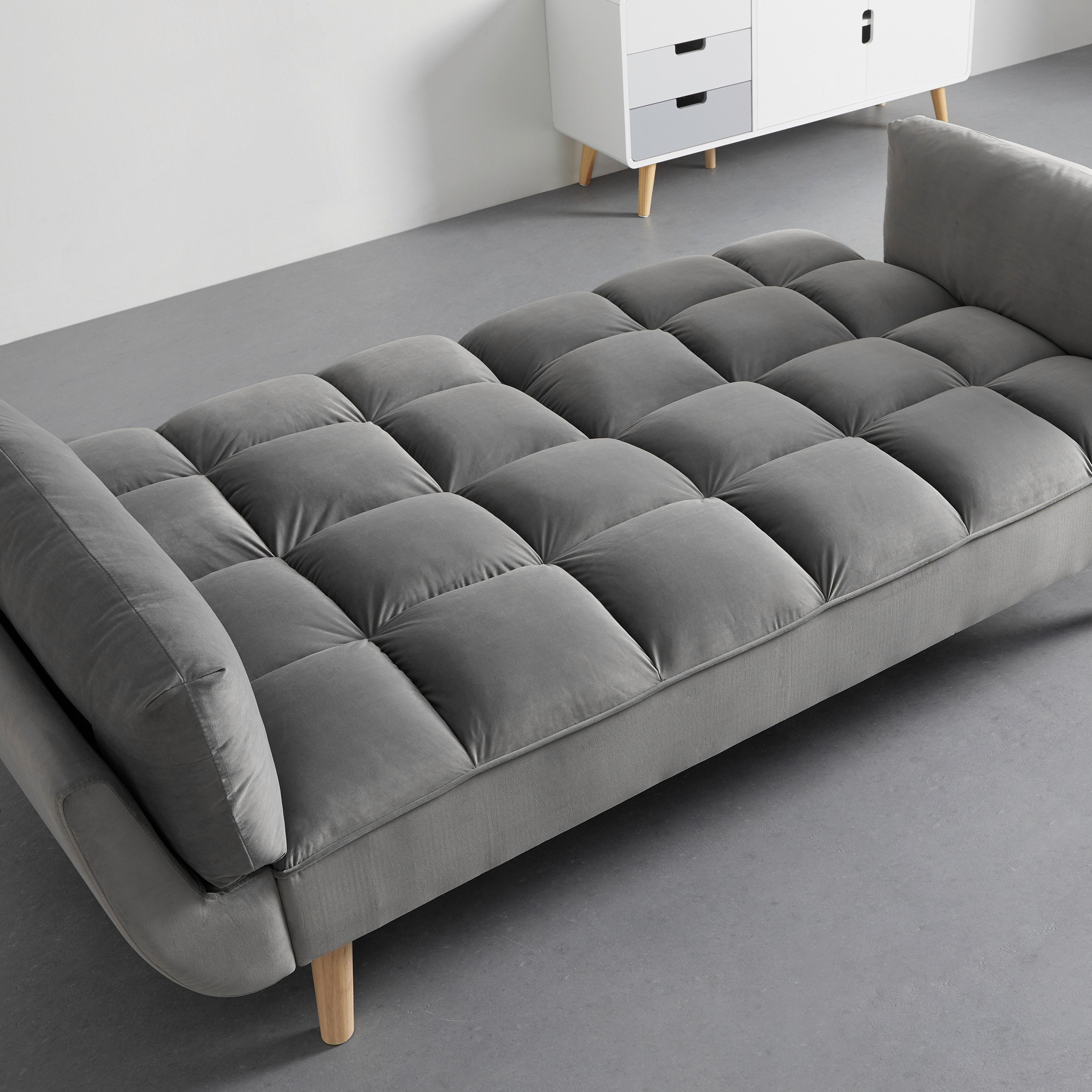 SOFA Z FUNKCJĄ SPANIA CORA - kolor naturalny/szary, Modern, drewno/tkanina (214/92/81cm) - Bessagi Home