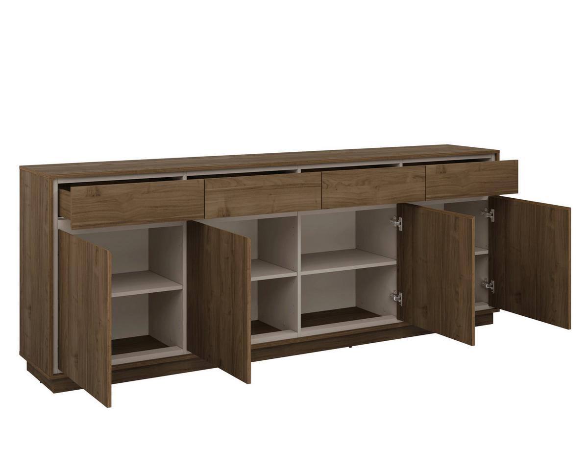 Komód Cosme - kasmírszínű/diószínű, Modern, faalapú anyag (220/84/40cm)