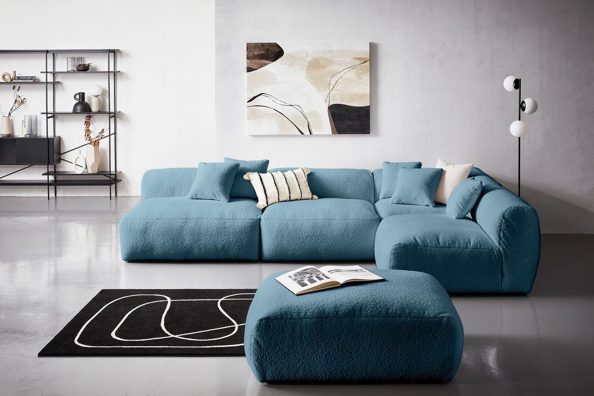 Modul Sofaelement Bloom Ecke Blau - Blau, Trend, Textil (115/70/115cm) - Livetastic