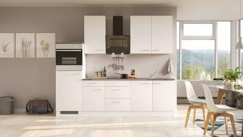 Küchenblock in Weiß ´LUCCA 270 CM´ - Graubraun/Alufarben, KONVENTIONELL, Holzwerkstoff/Kunststoff (270cm) - FlexWell