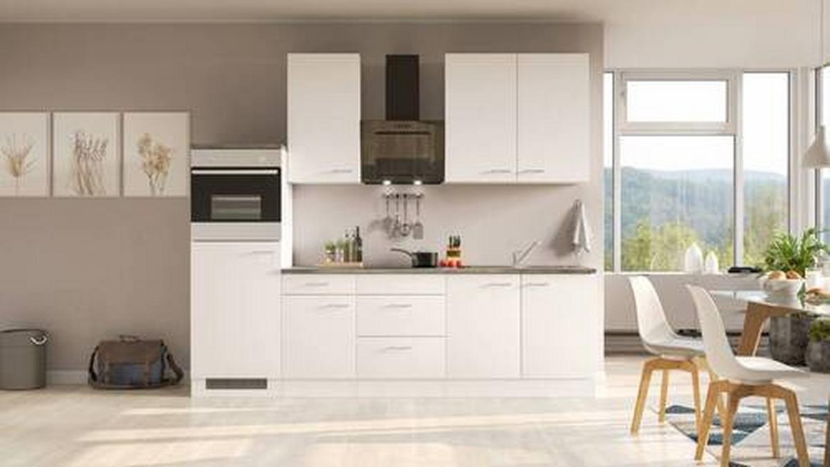 Blok Kuhinja S Aparatima Lucca 270 Cm - sivo-smeđa/bijela, Konvencionalno, drvni materijal/plastika (270cm) - MID.YOU