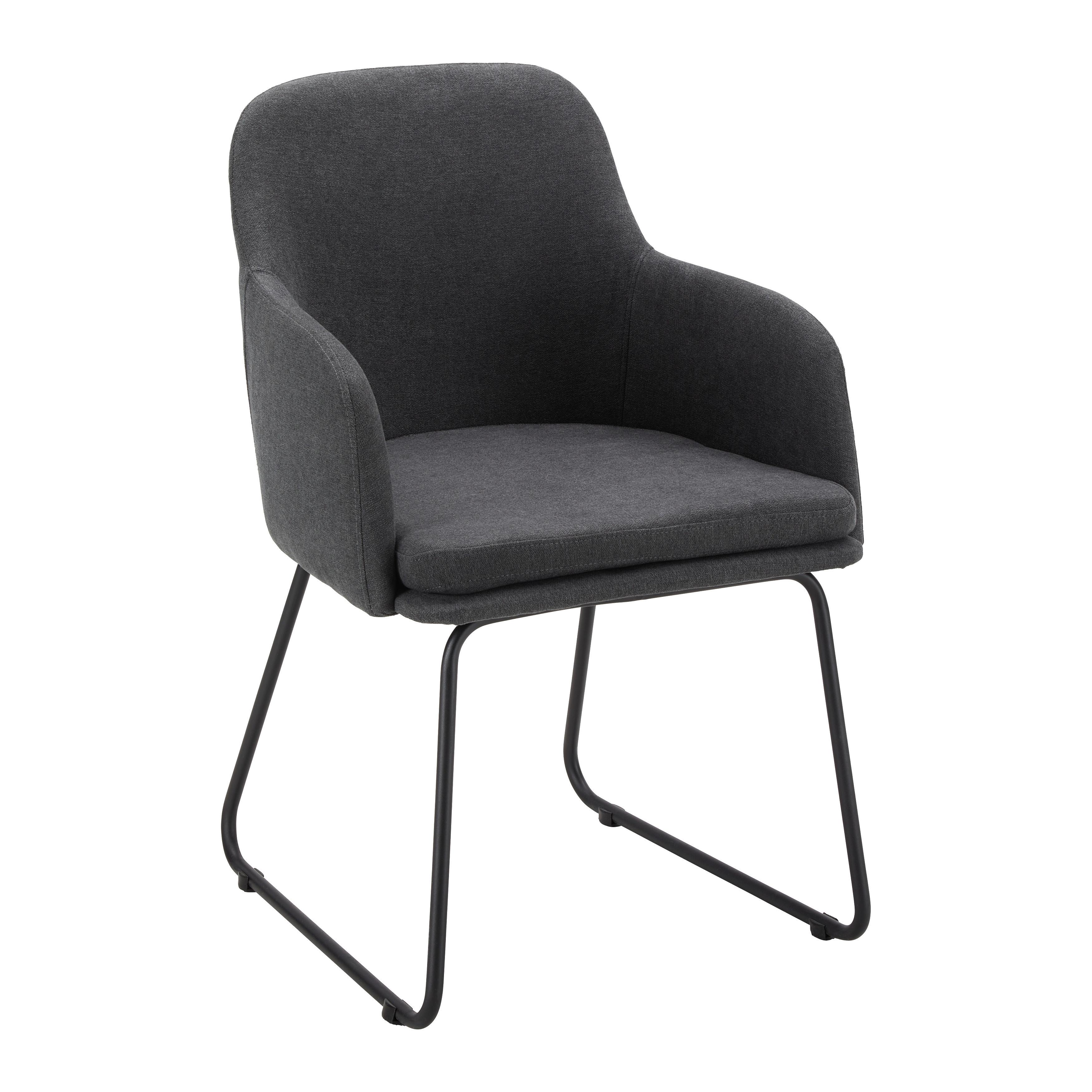 KRZESŁO Z PODŁOKIETNIKAMI MIA - ciemnoszary/czarny, Modern, metal/tkanina (55,5/83/55cm) - Bessagi Home