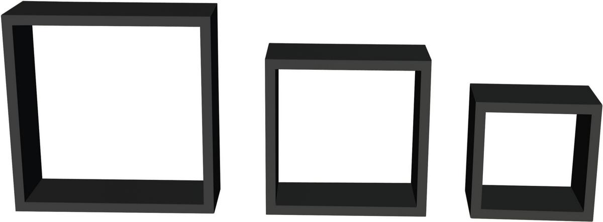 Falipolc 3 Részes Szett Fekete Simple - fekete, Modern, műanyag/faalapú anyag (30-27-24/30-27-24/12cm) - Best Price