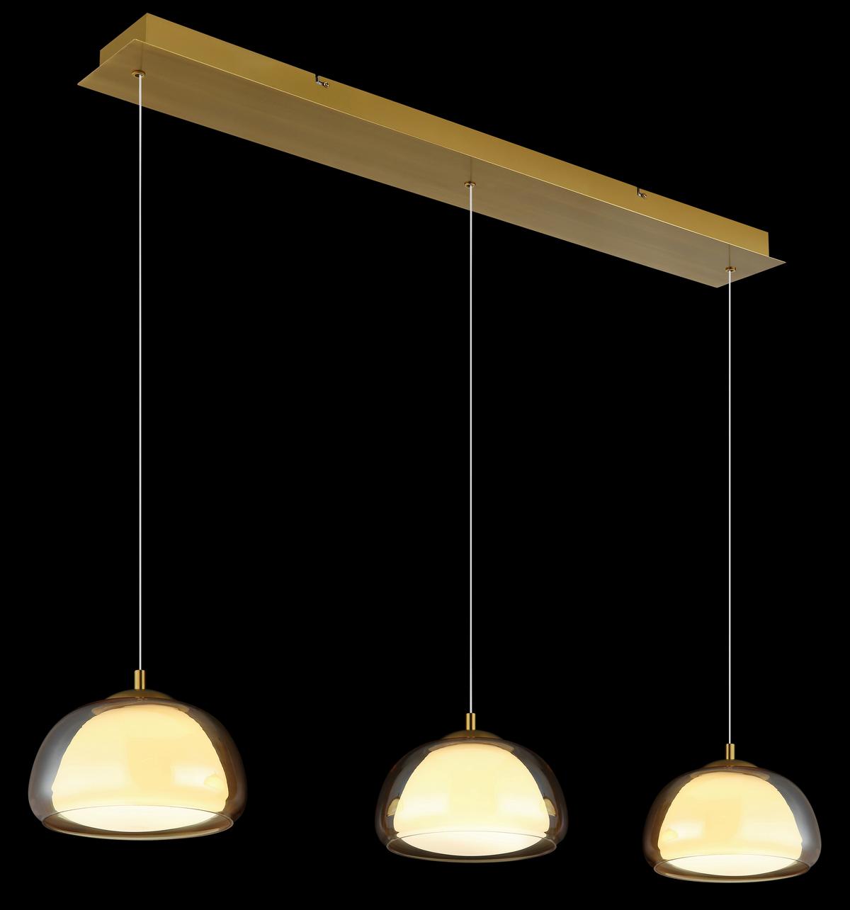 Led Viseća Svjetiljka Avila - bijela/zlatne boje, Design, staklo/metal (117/25/150cm) - Globo