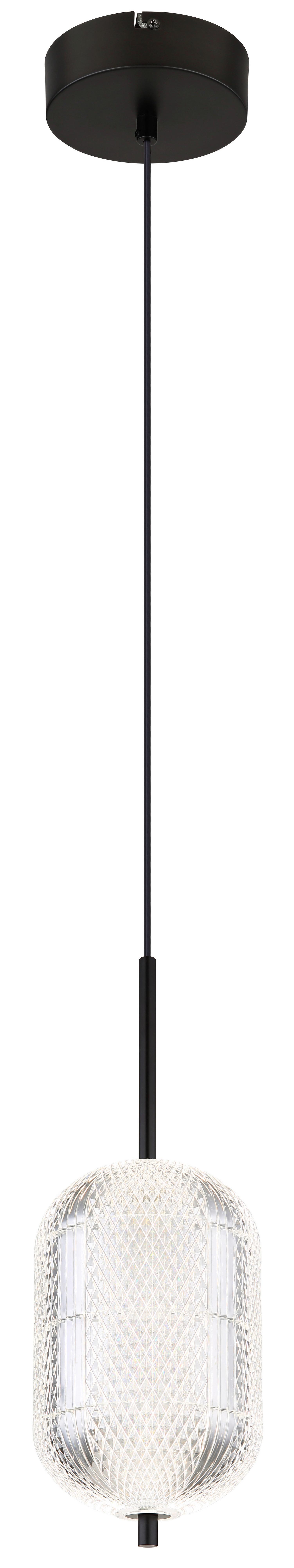 Viseča Led-svetilka 16043h - črna/prozorno, Konvencionalno, kovina/umetna masa (15/120cm) - Globo
