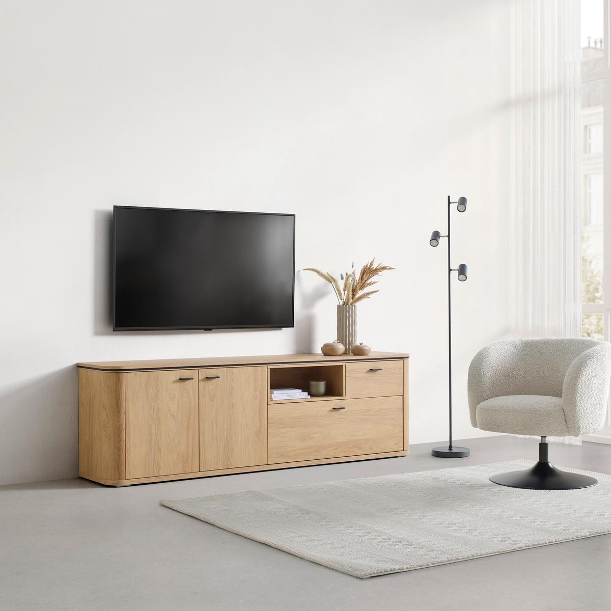 TV-Element Lagos Eichefarben - Eichefarben/Anthrazit, Modern, Holzwerkstoff/Kunststoff (210,2/65/42,5cm) - Premium Living