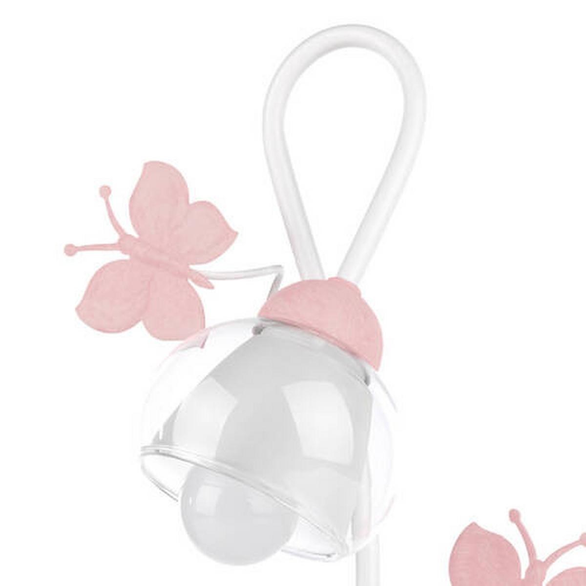 Kindertischleuchte Butterfly Weiß/Pink max. 6 Watt - Pink/Weiß, Basics, Glas/Metall (16/37cm)
