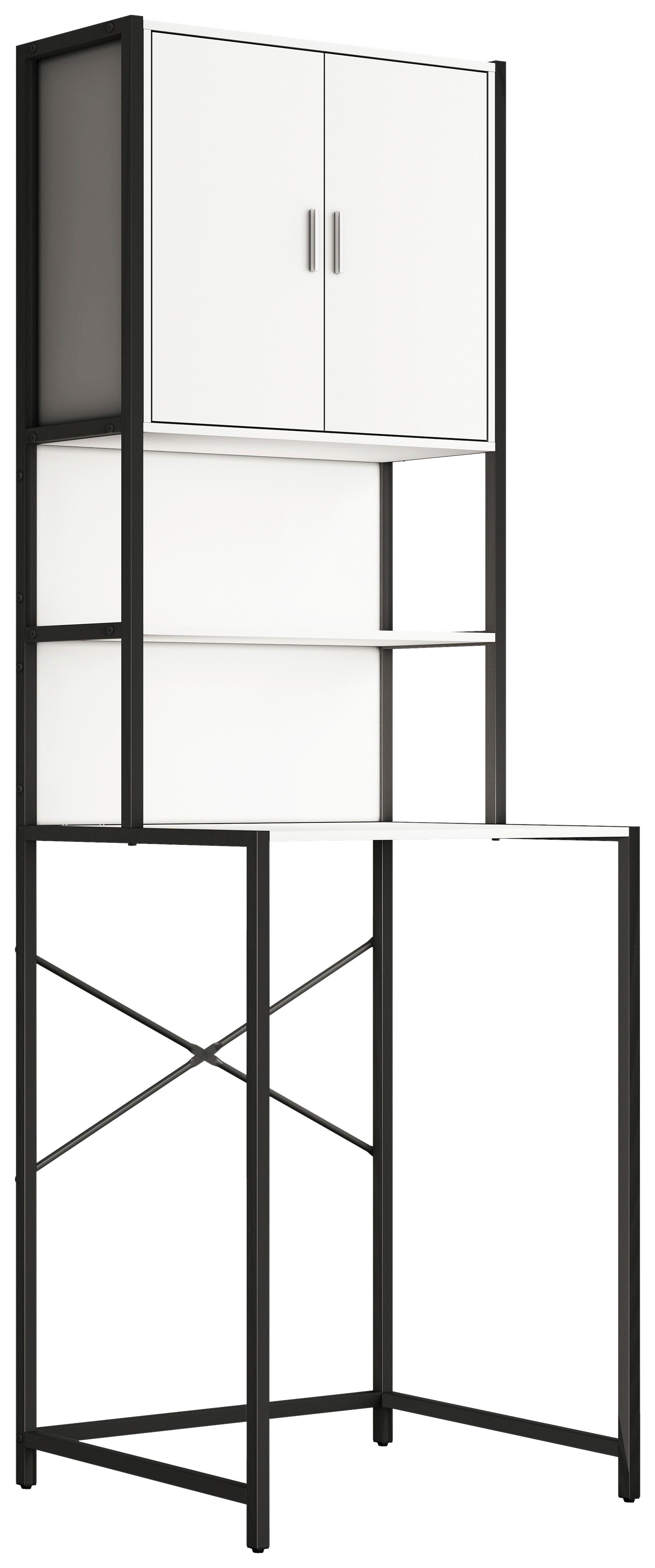 WASCHMASCHINENSCHRANK EDINO - Weiss/Silberfarben, Modern, Holzwerkstoff/Metall (64/189/48cm) - MID.YOU