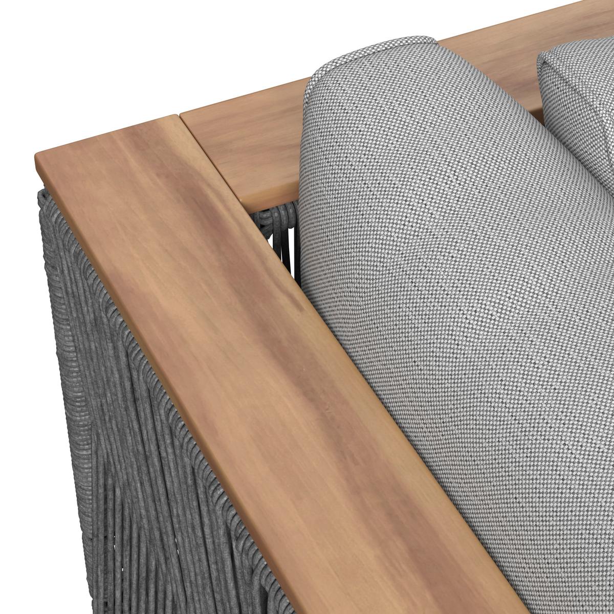 Loungegarnitur Marilou Grau Outdoorgewebe/Kunststoff/Holz - Grau/Akaziefarben, MODERN, Holz/Kunststoff - Bessagi Garden