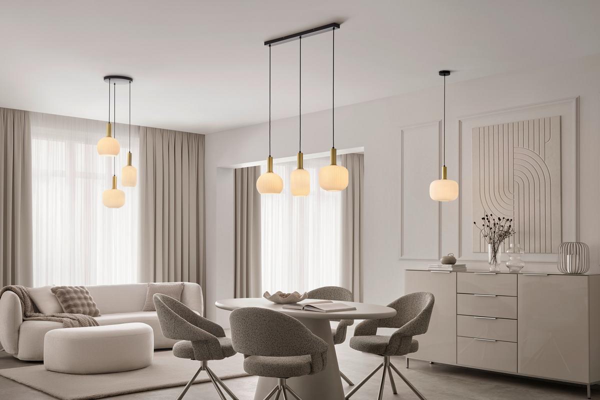 Hängeleuchte Scher Schwarz /Weiss max. 25 Watt - Weiss/Goldfarben, Modern, Glas/Metall (25.5/120cm) - Mömax