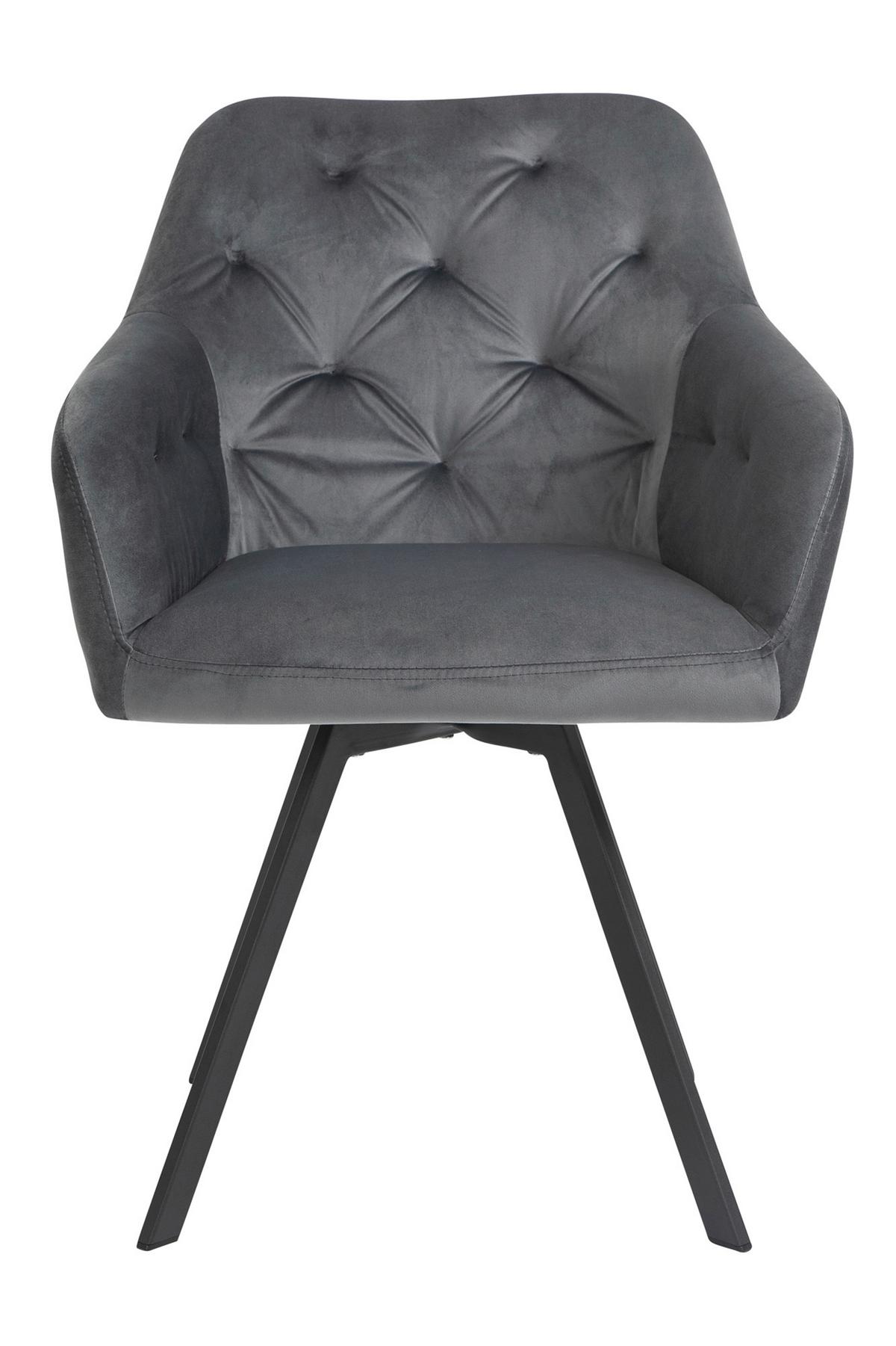 Naslanjač Samt, Siva, Vrtljiv - siva/črna, Moderno, kovina/tekstil (61/85/62cm) - Livetastic