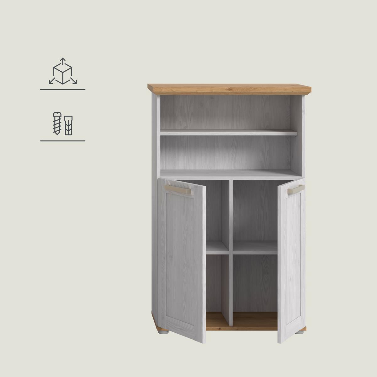 Midischrank Verona Lärchefarben/Eiche Artisan - Silberfarben/Lärchefarben, Trend, Holzwerkstoff/Kunststoff (74/116/34cm) - MID.YOU