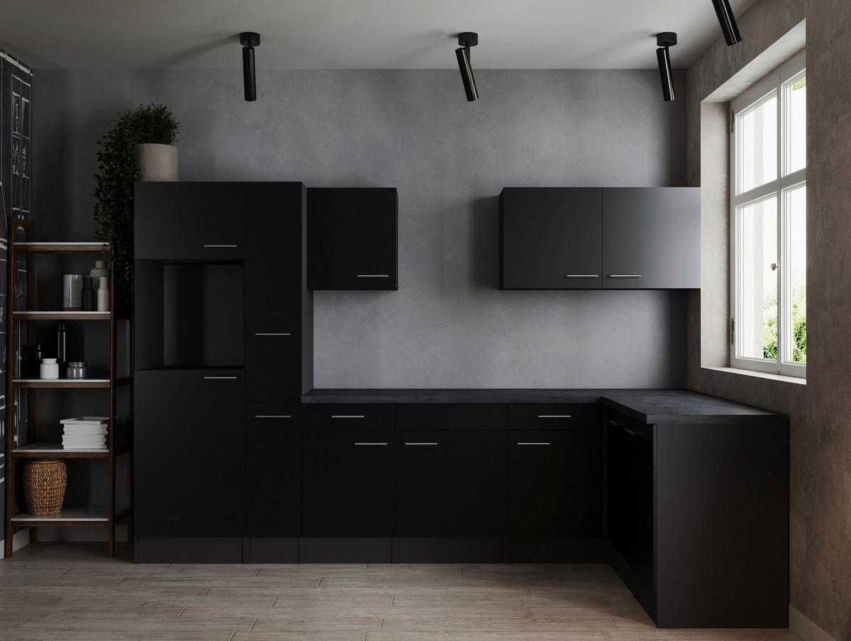 Kotna Kuhinja Brez Aparatov Oliver, 310x172cm - srebrne barve/črna, Design, kovina/leseni material (310/172cm) - Respekta