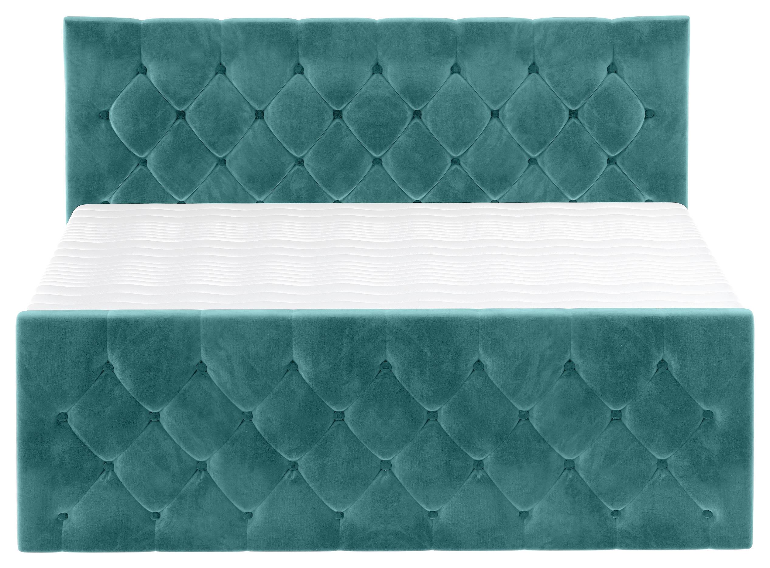 PAT BOXSPRING ELIO - petrol/bej, Romantik / Landhaus, textil (180/200cm) - James Wood