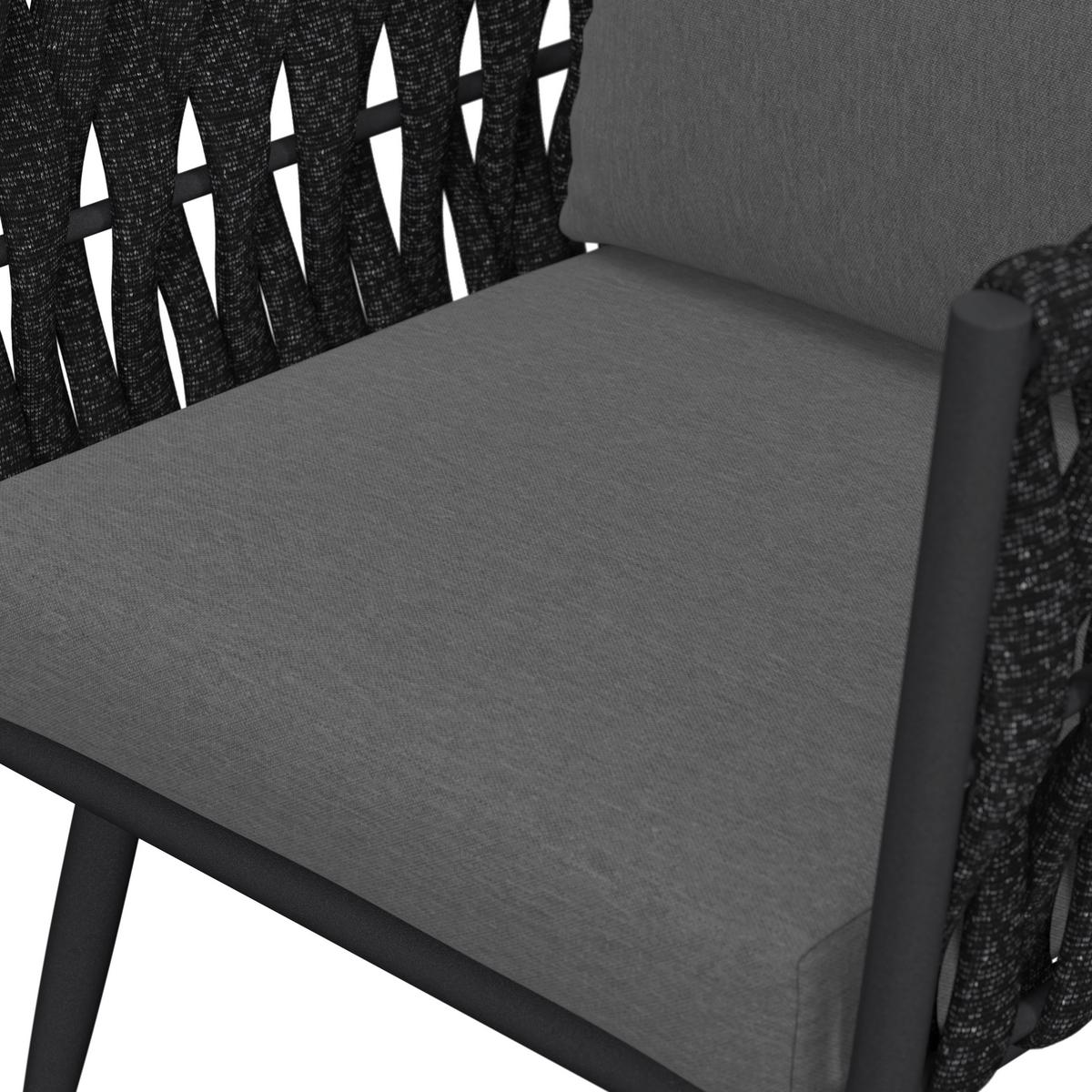 Dining-Loungeset Mila Dunkelgr Outdoorstoff/Metall - Dunkelgrau, MODERN, Kunststoff/Textil - Bessagi Garden