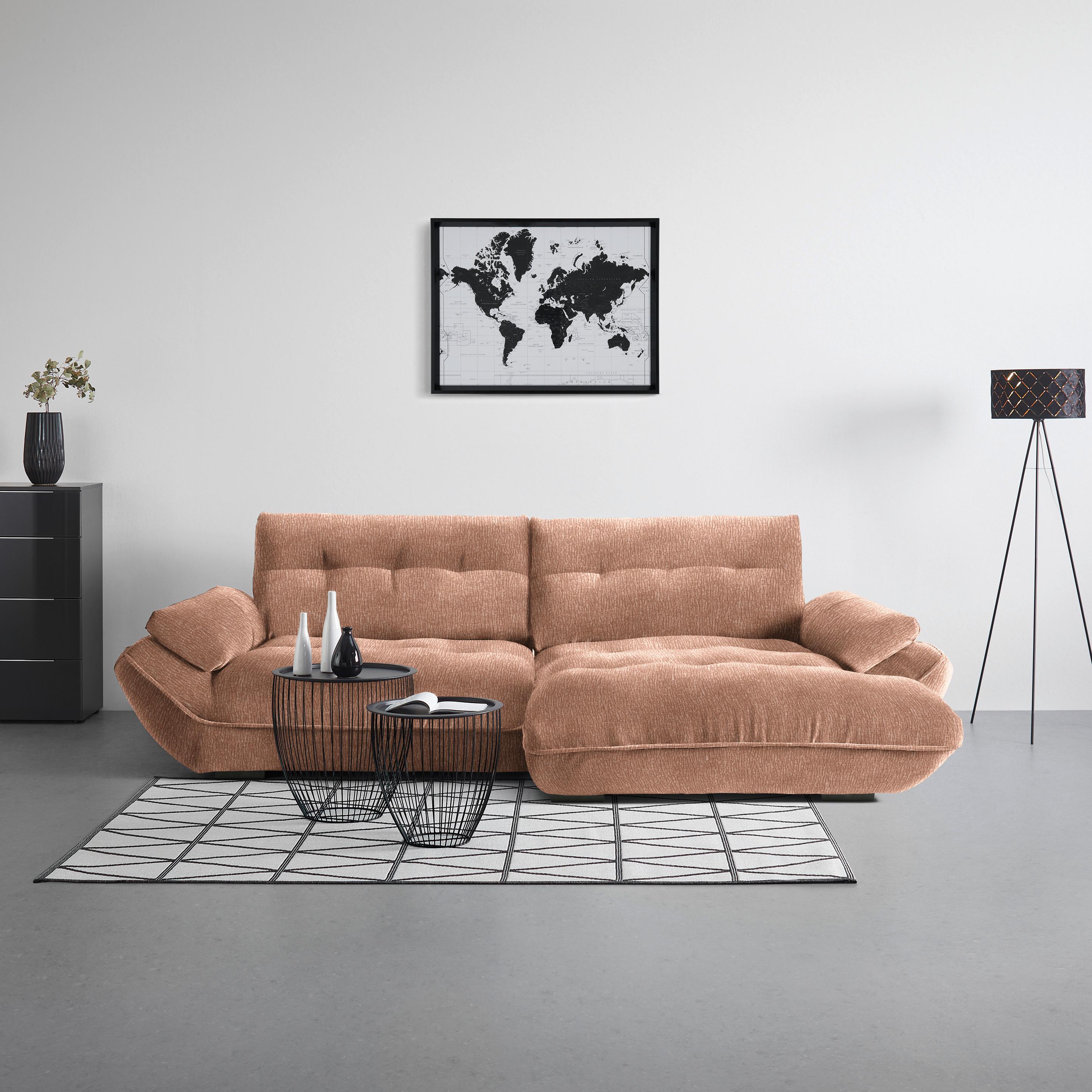 Wohnlandschaft Vivo Altrosa - Altrosa/Schwarz, MODERN, Kunststoff/Textil (317/63/179cm) - Premium Living