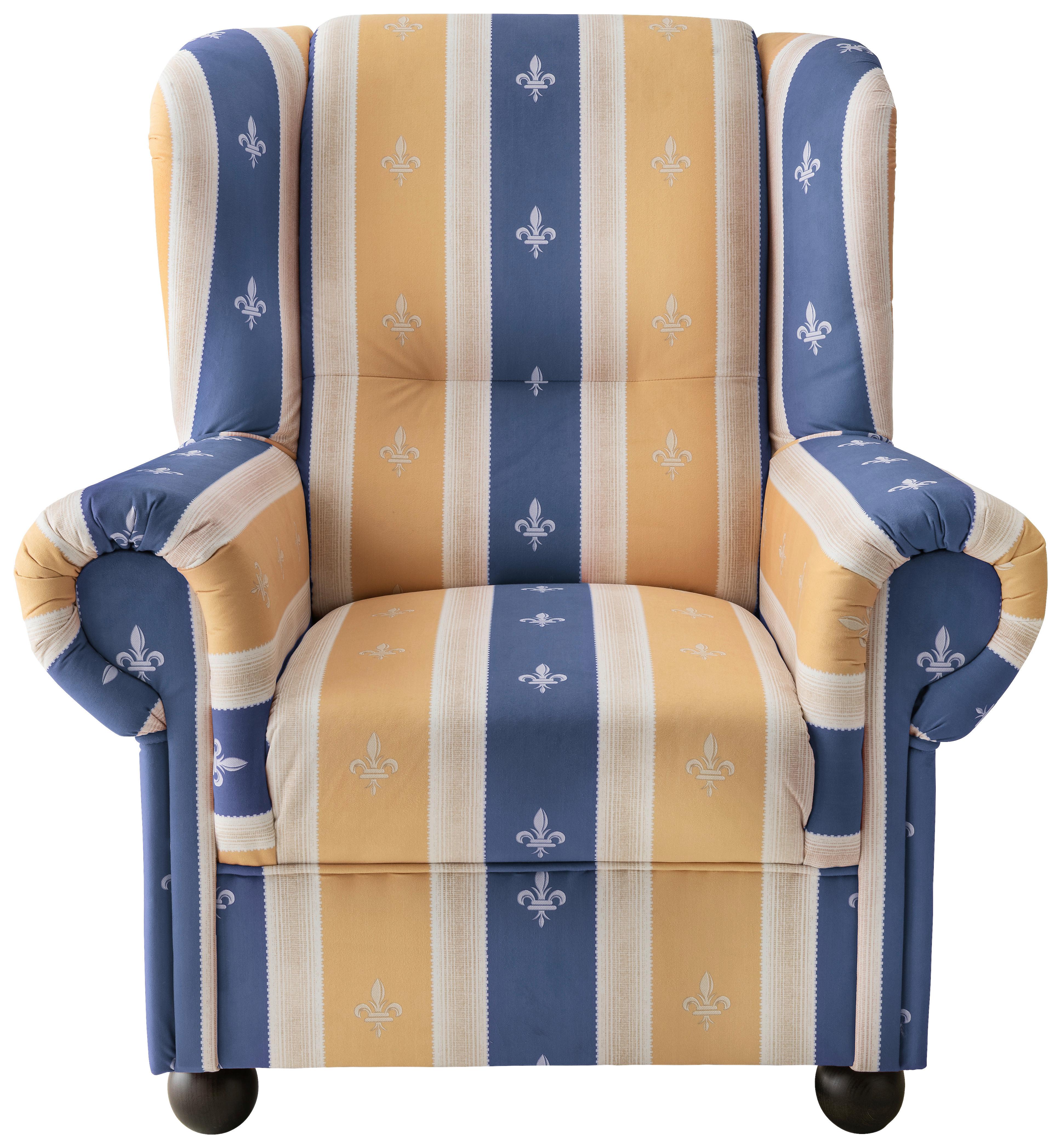 Ohrensessel Torello Blau Mikrofaser - Blau/Wengefarben, KONVENTIONELL, Holz/Textil (92/102/89cm) - Livetastic