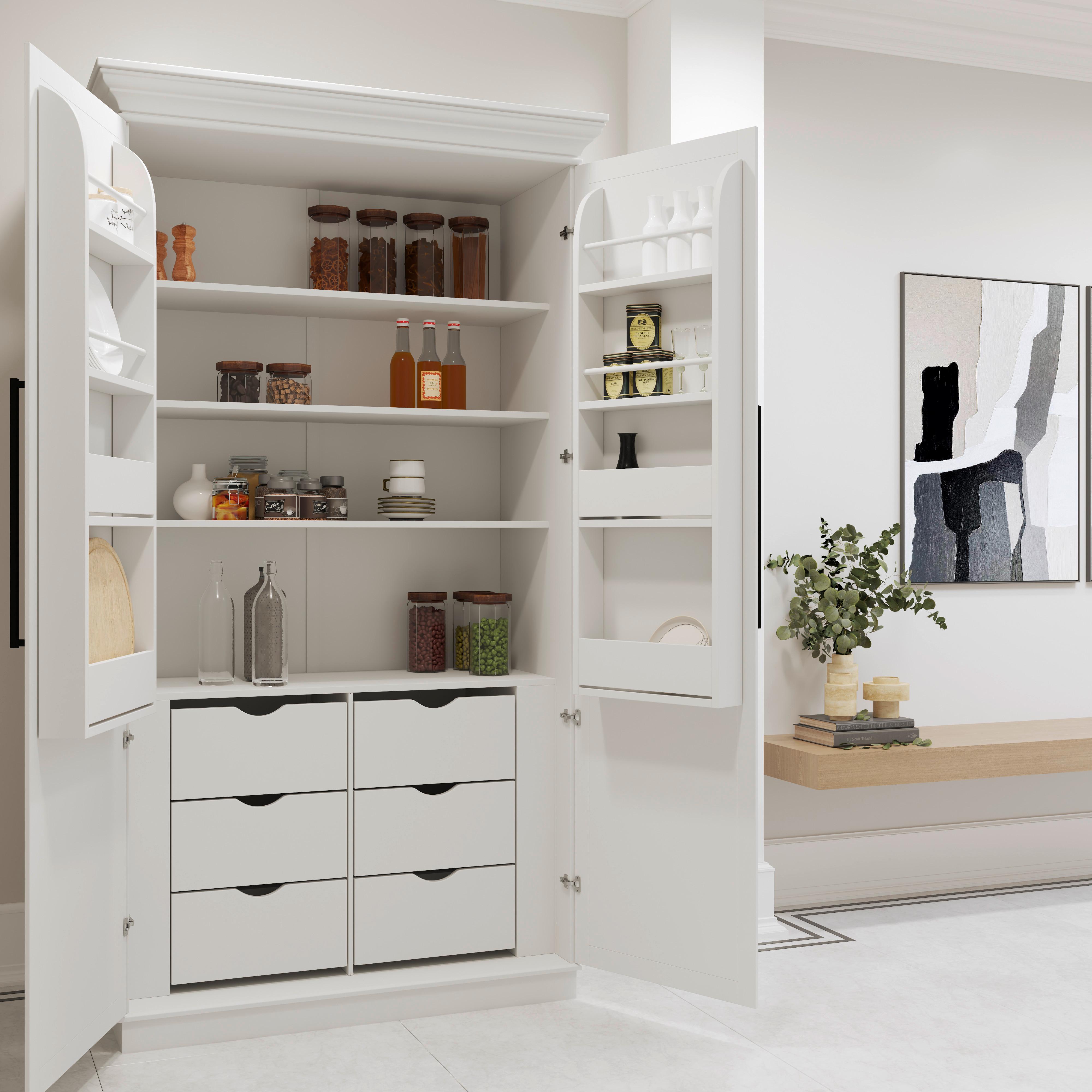 Bife Omara Alvaro, Bela - črna/bela, Moderno, kovina/leseni material (121,5/220/55,5cm) - Bessagi Home