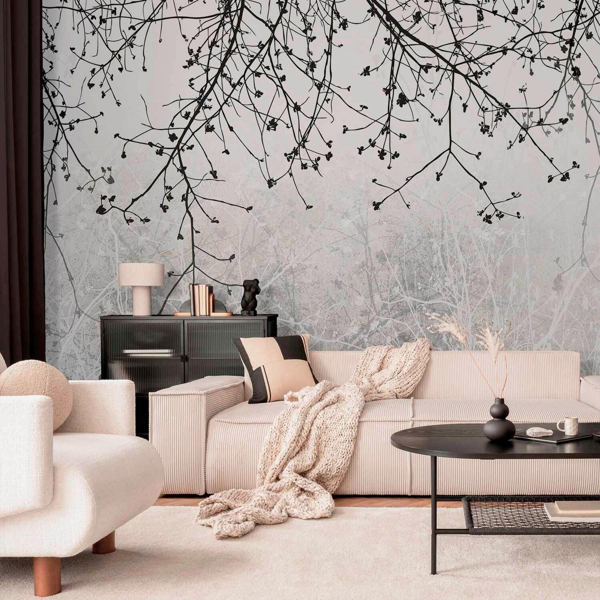 Fototapeta Natural Brightness, 300x210cm - siva/črna, Trendi, tekstil (300/210cm) - artgeist