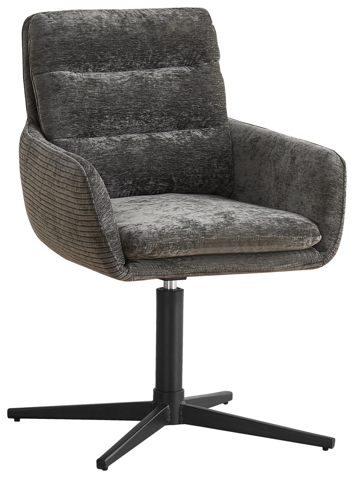 Armlehnstuhl Finja Dunkelgrau - Dunkelgrau/Schwarz, MODERN, Textil/Metall (59/88/62cm) - Premium Living