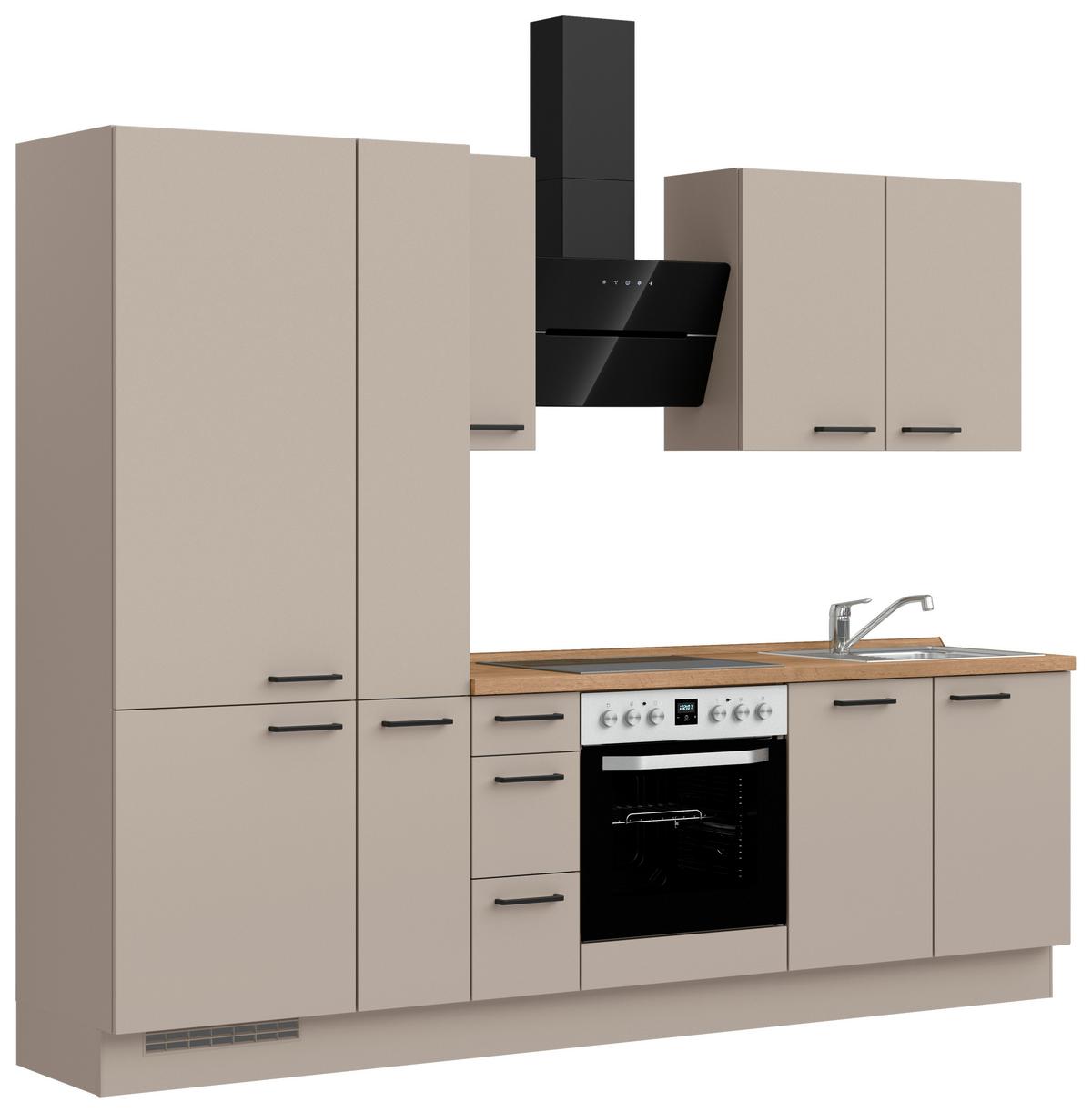 Küchenblock Easytouch High m. Geräten Sandfarben - Sandfarben/Eichefarben, MODERN, Holzwerkstoff/Metall (270cm) - Nobilia