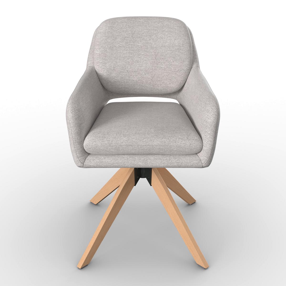 Armlehnstuhl Adrien Greige Webstoff Drehbar Gepolstert - Greige/Naturfarben, MODERN, Holz/Textil (64/59/92cm) - Bessagi Home