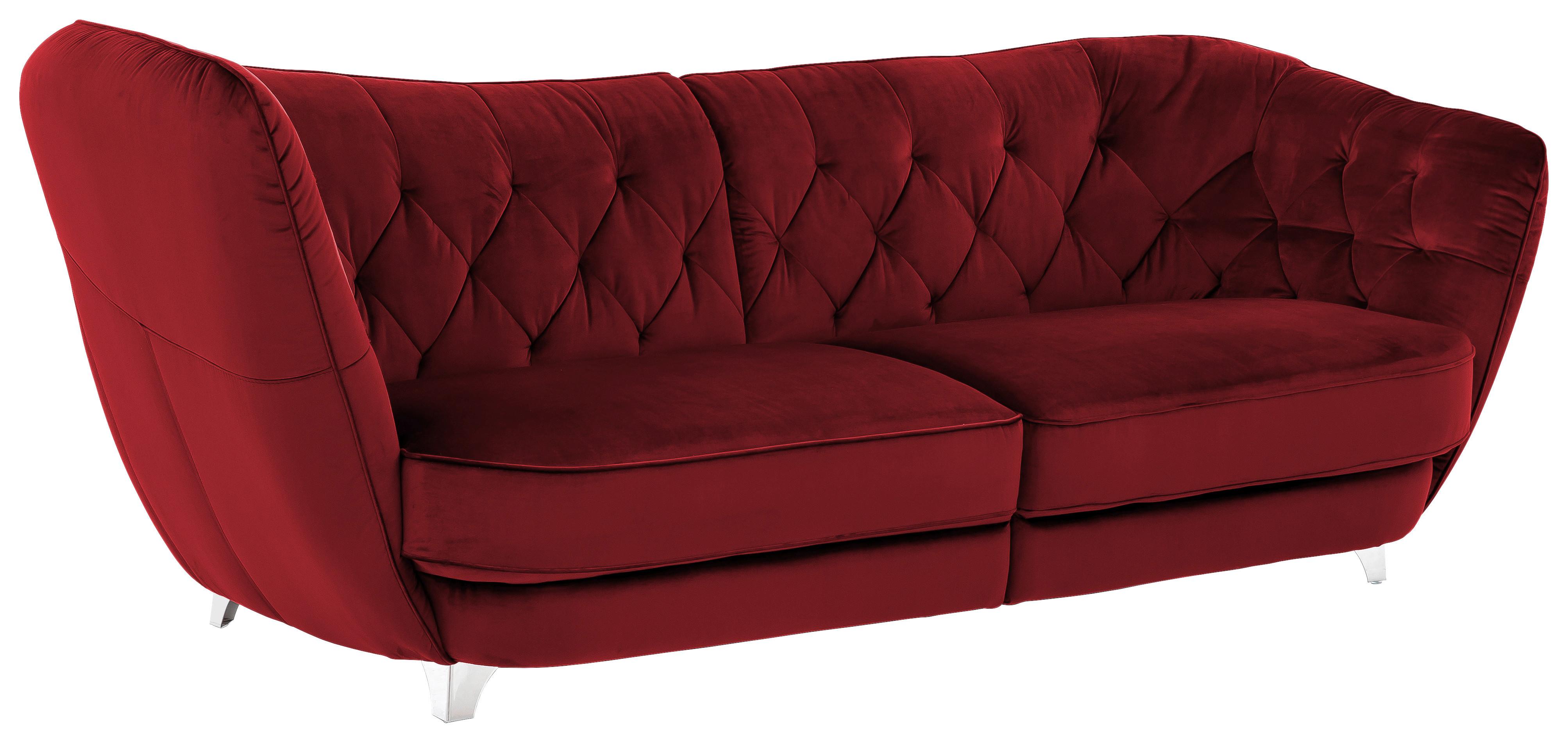 SOFA RETRO NEU - chromowy/czerwony, Trend, metal/tkanina (256/98/115cm)
