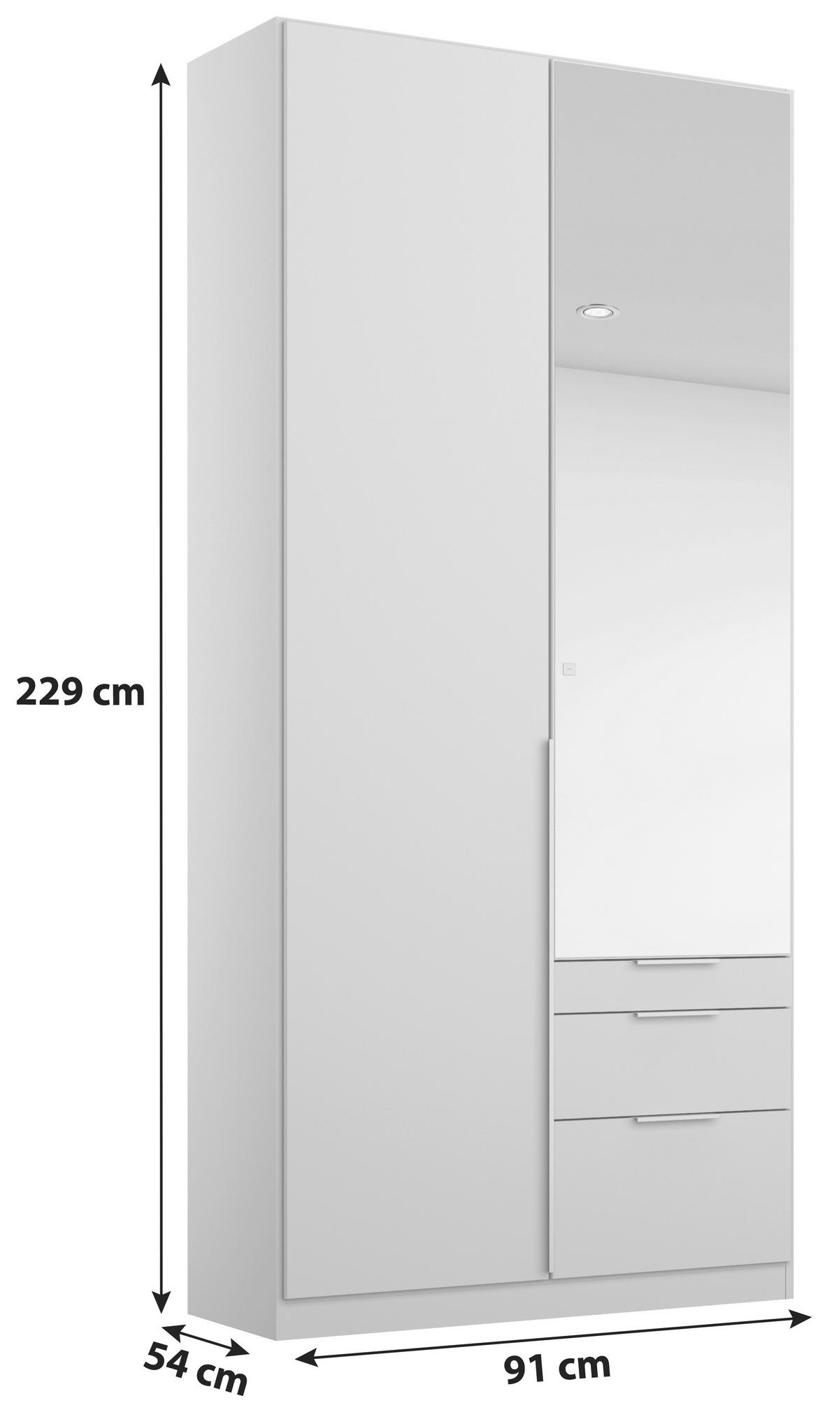 Dulap cu uși rotative ALABAMA - argintiu/gri deschis, Modern, material pe bază de lemn (91/229/54cm)