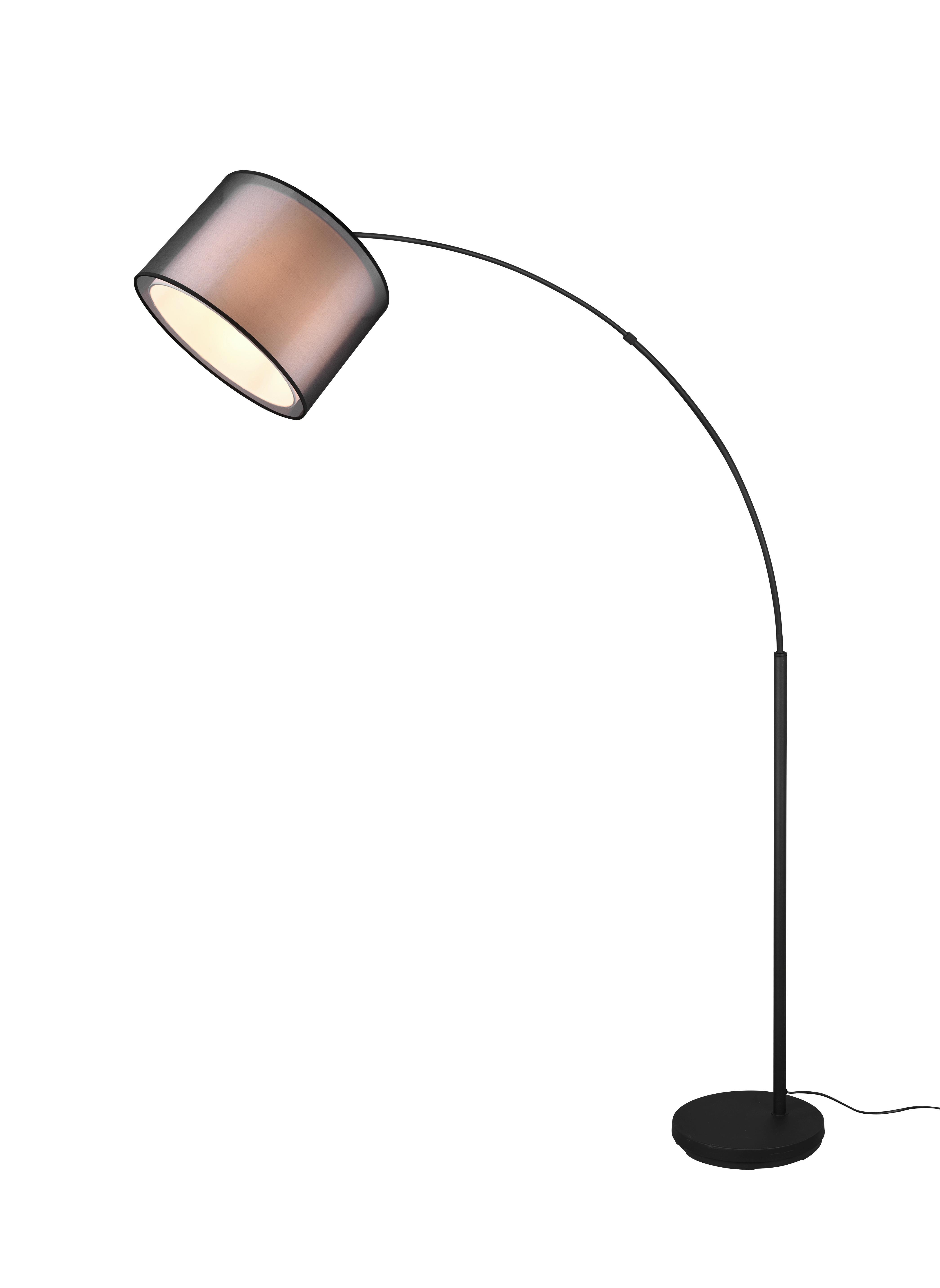 Bogenleuchte Burton Grau/Schwarz max. 10 Watt - Schwarz/Grau, Basics, Textil/Metall (35/171cm) - Trio Leuchten