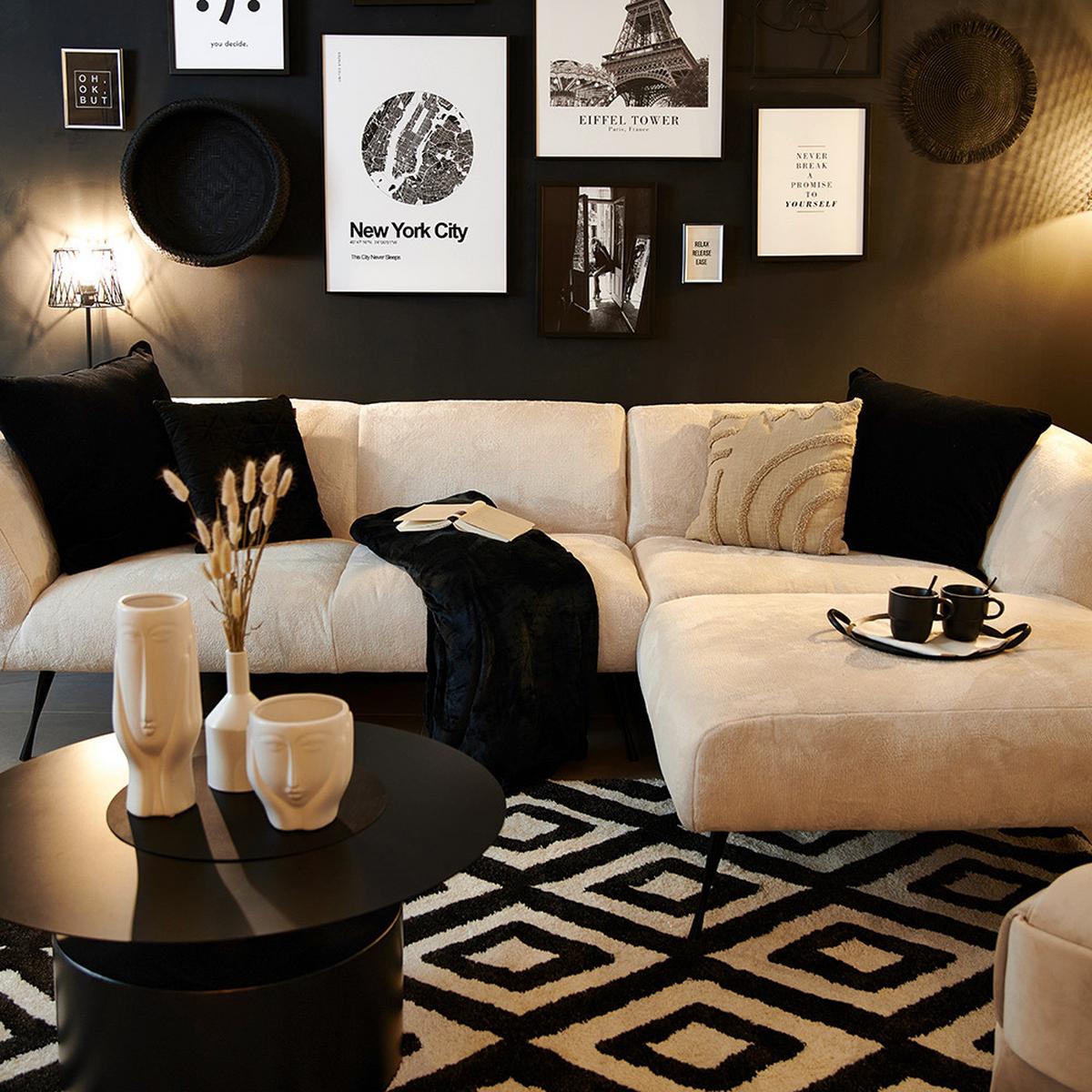 Ecksofa In Beige - Beige/Schwarz, Lifestyle, Textil/Metall (273/74/165cm) - Mömax