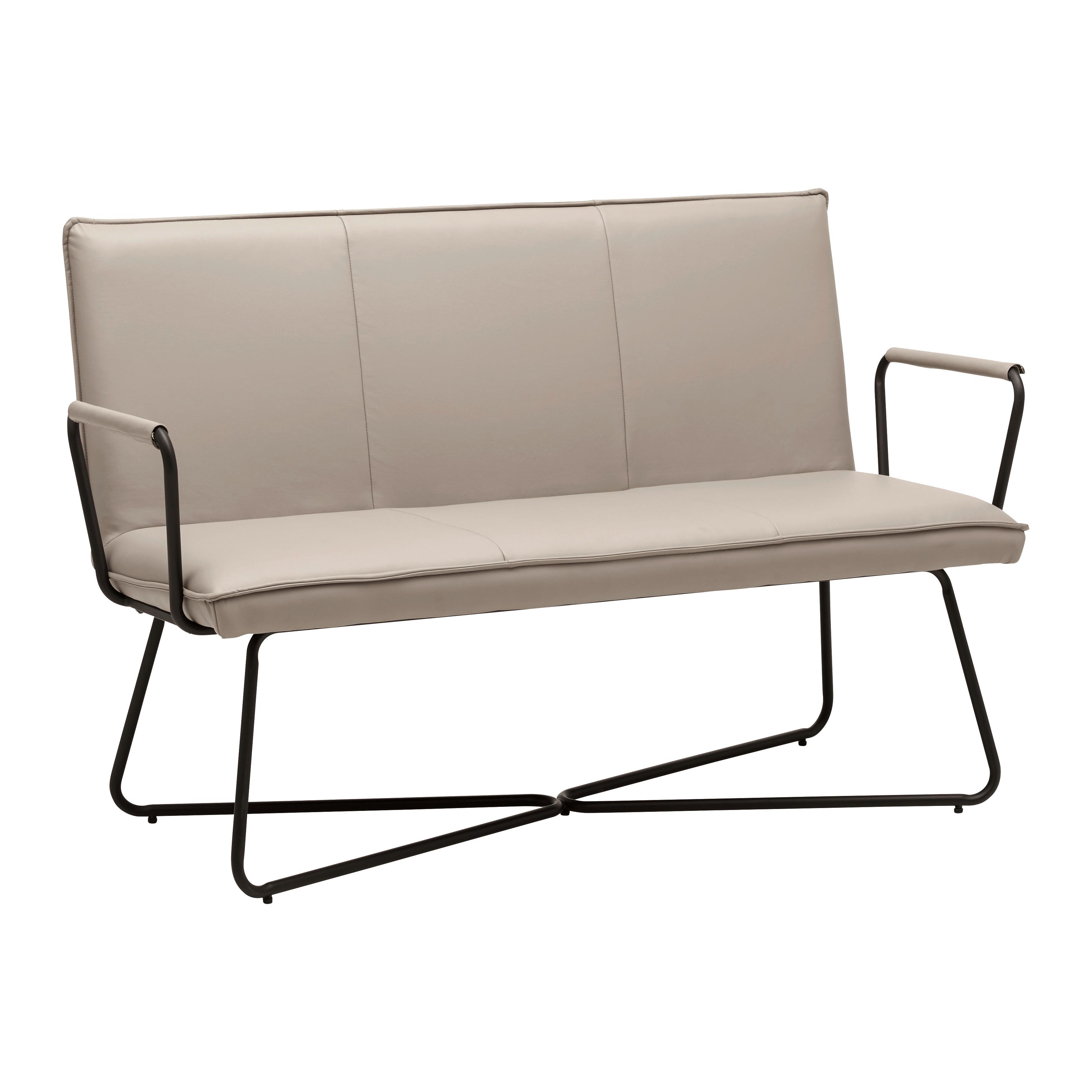 Sitzbank Bosco Taupe Lederlook Gepolstert - Taupe/Schwarz, MODERN, Holz/Textil (140/90/62cm) - Bessagi Home