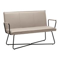 Sitzbank Bosco Taupe Lederlook Gepolstert - Taupe/Schwarz, MODERN, Holz/Textil (140/90/62cm) - Bessagi Home