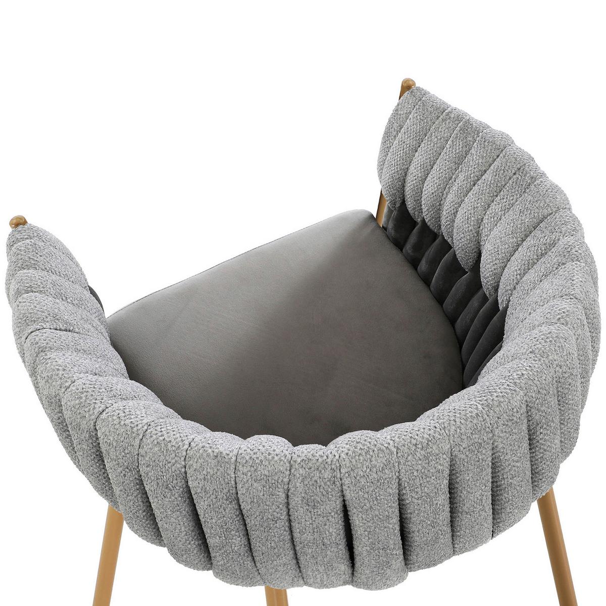 KRZESŁO Z PODŁOKIETNIKAMI TWISTY - kolor złoty/szary, Design, metal/tkanina (65/76/60cm) - Ambia Home