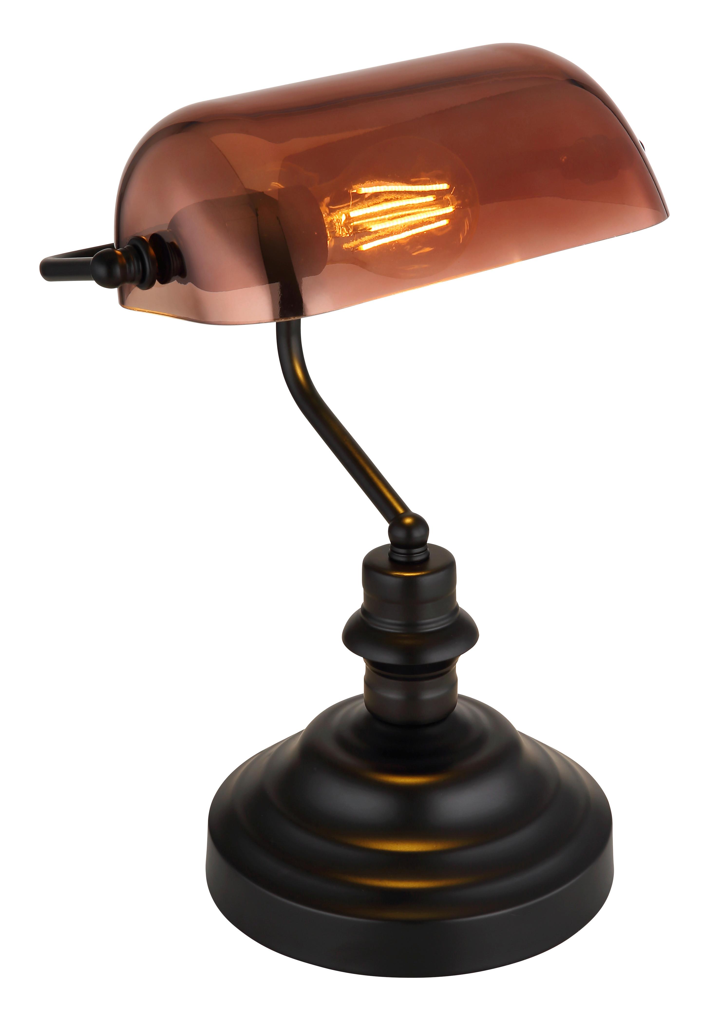 Tischleuchte Antique Kupferfarben max. 60 Watt - Klar/Kupferfarben, Konventionell, Glas/Metall (25/19/36cm) - Globo