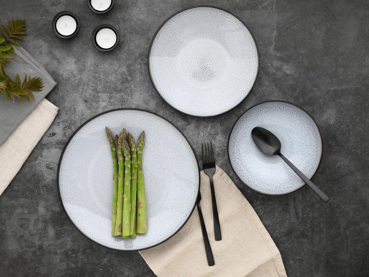 Jedilni Servis Malmö, 18-Delni - črna/sivobela, Basics, keramika - Creatable