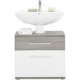 Waschbeckenunterschrank Weiß Hochglanz/braun - Dunkelbraun/Alufarben, KONVENTIONELL, Holzwerkstoff/Kunststoff (66/59/40cm) - premium living