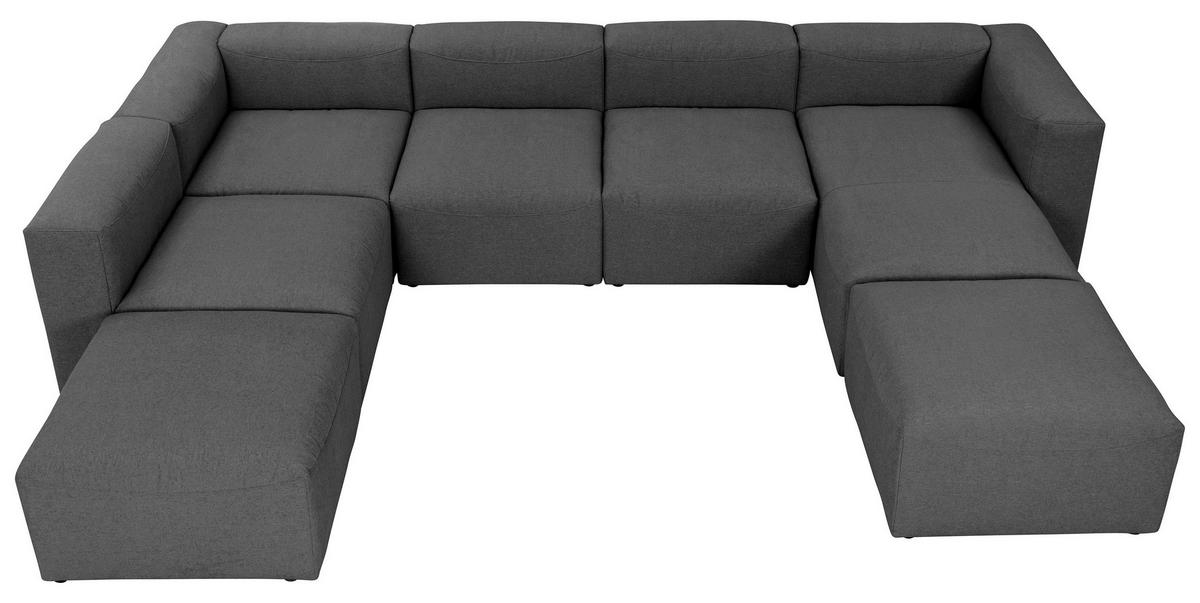 WOHNLANDSCHAFT LENA - Anthrazit, Design, Kunststoff/Textil (250/350/235cm) - Max Winzer
