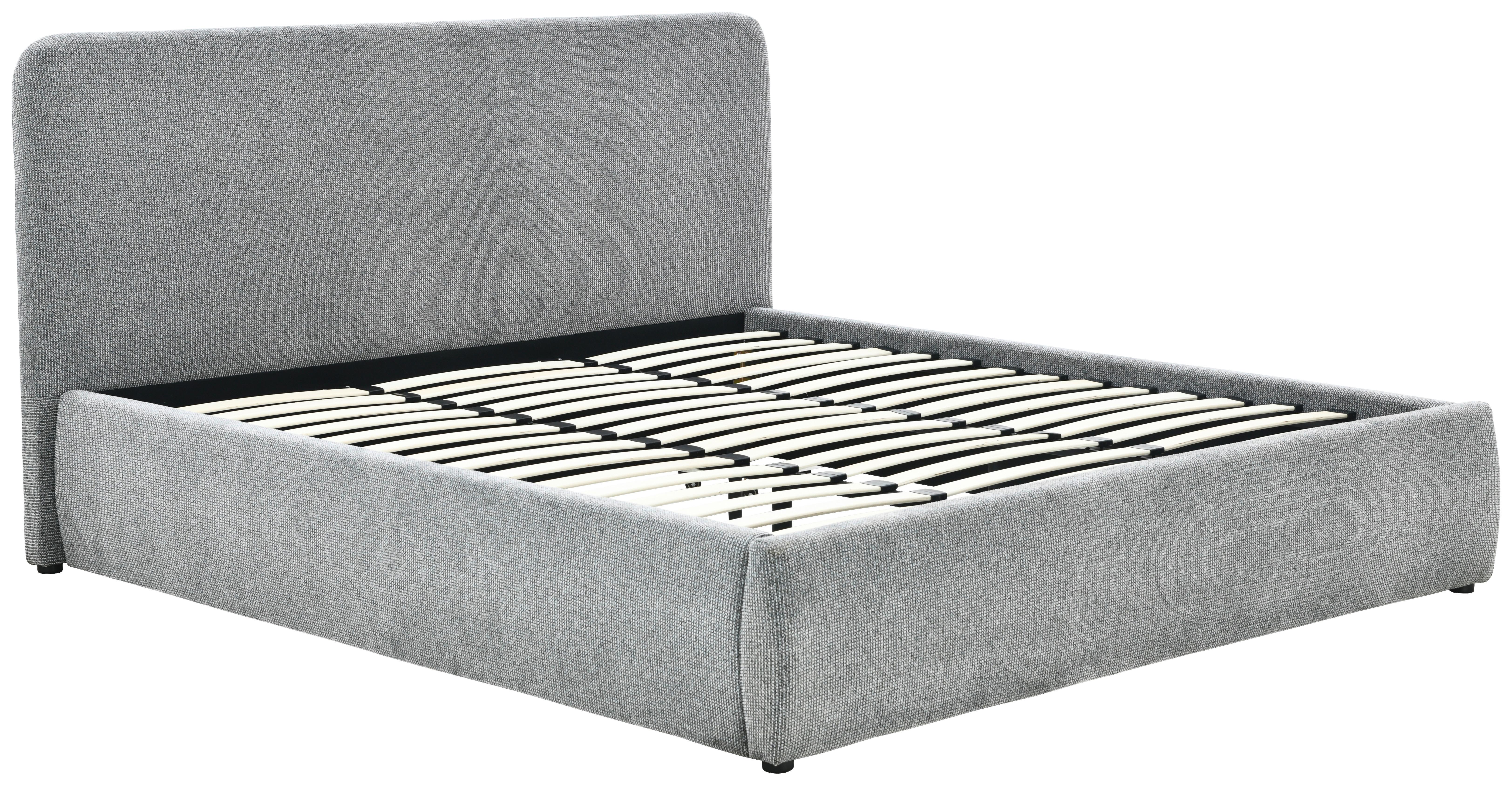 Oblazinjena Postelja Kora, Siva, 180x200cm - siva/črna, Design, kovina/umetna masa (204/116/218cm) - MID.YOU