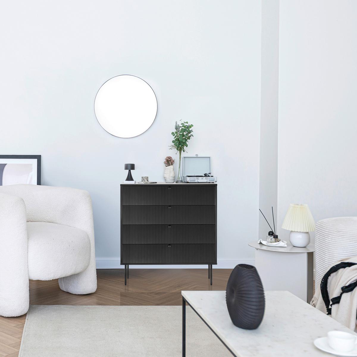 Komoda Karby, Črna - črna, Moderno, kovina/leseni material (90/95/40cm) - MID.YOU