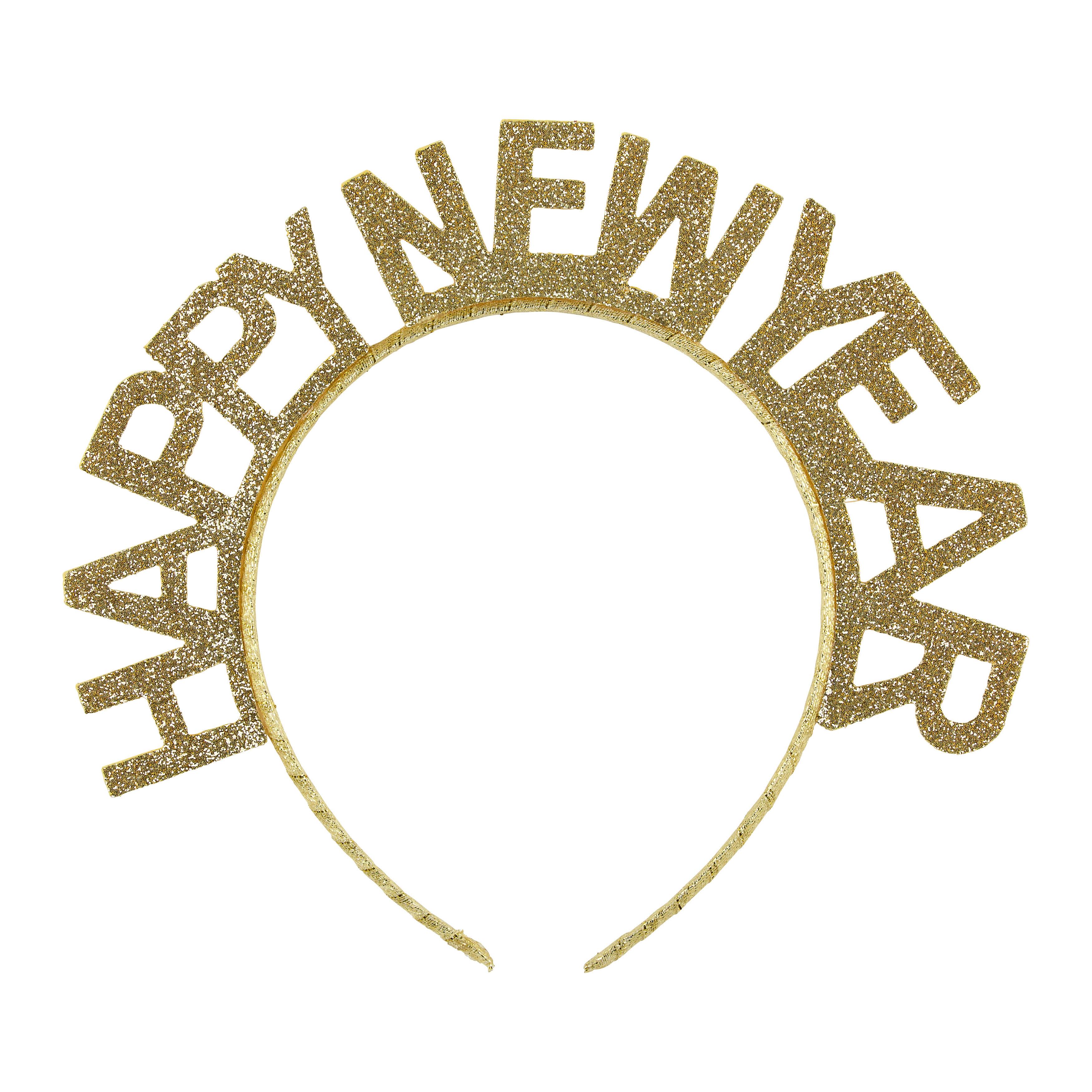 Haarreifen Happy New Year Goldfarben - Goldfarben, KONVENTIONELL, Kunststoff (17.5/17.5/1cm) - Mömax