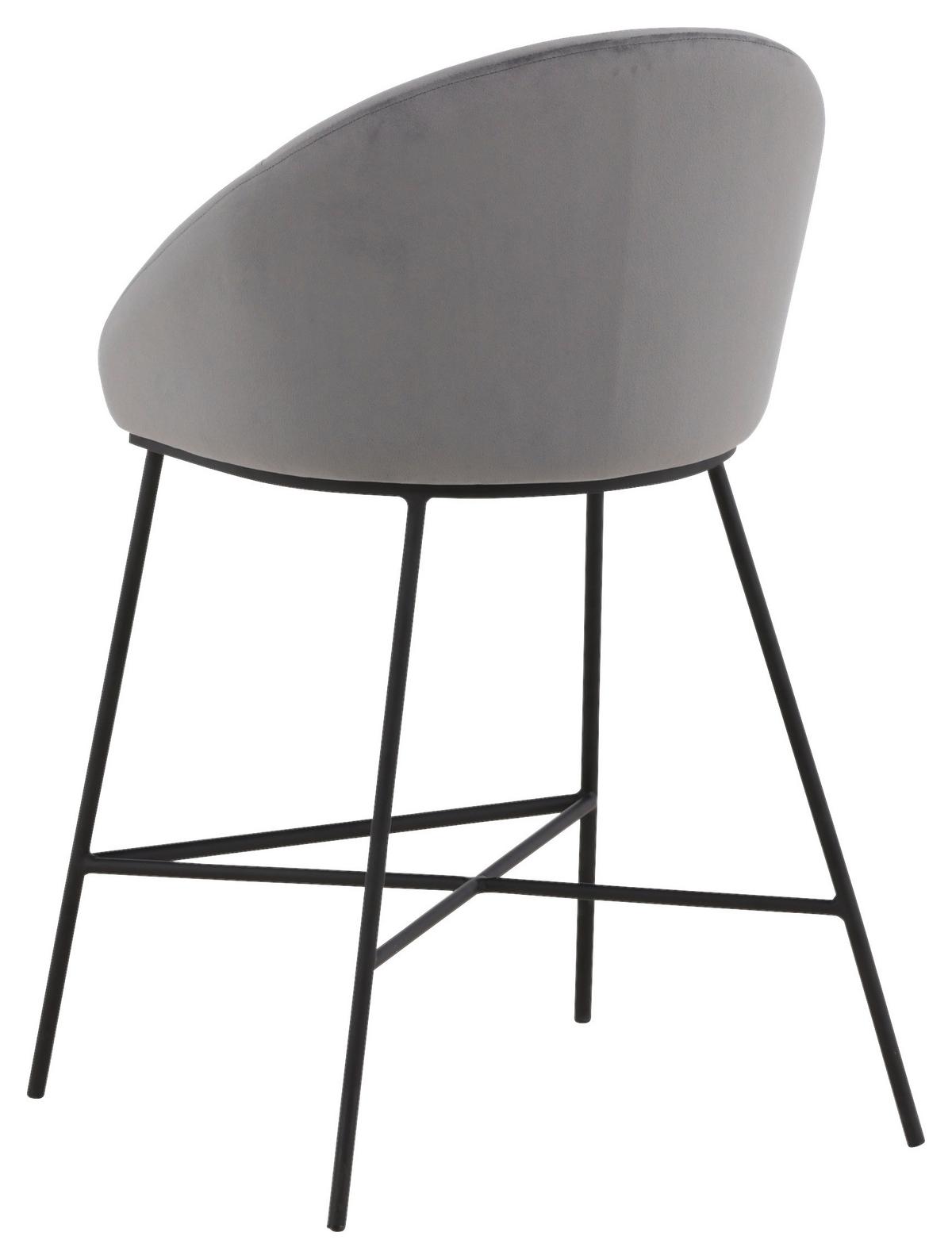 Barhocker Velvet VELVET - Dunkelgrau/Schwarz, Design, Textil/Metall (58,5/97/57cm) - Livetastic