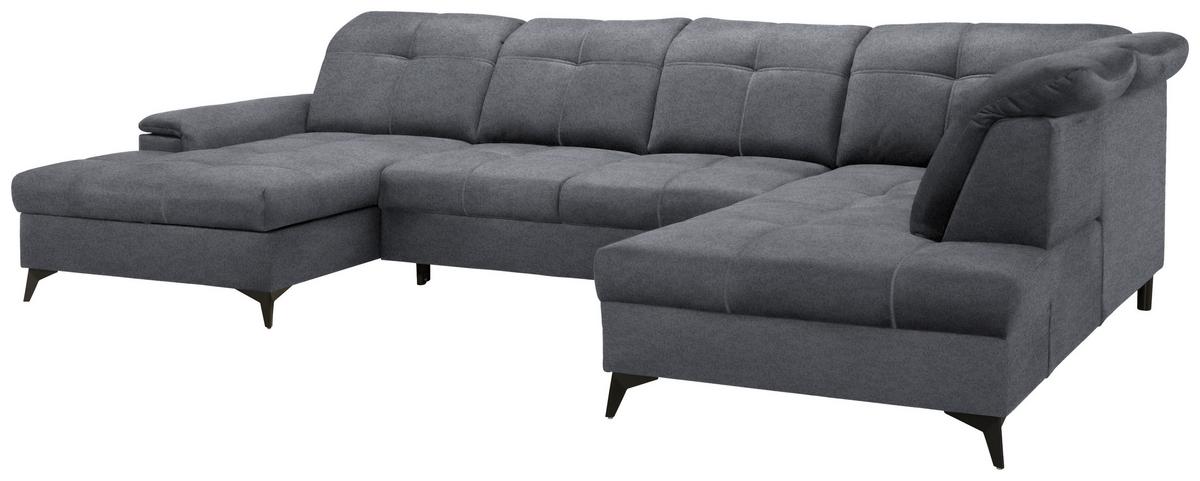 Wohnlandschaft Sierra Grau - Schwarz/Grau, Modern, Textil/Metall (181/364/230cm) - Mömax