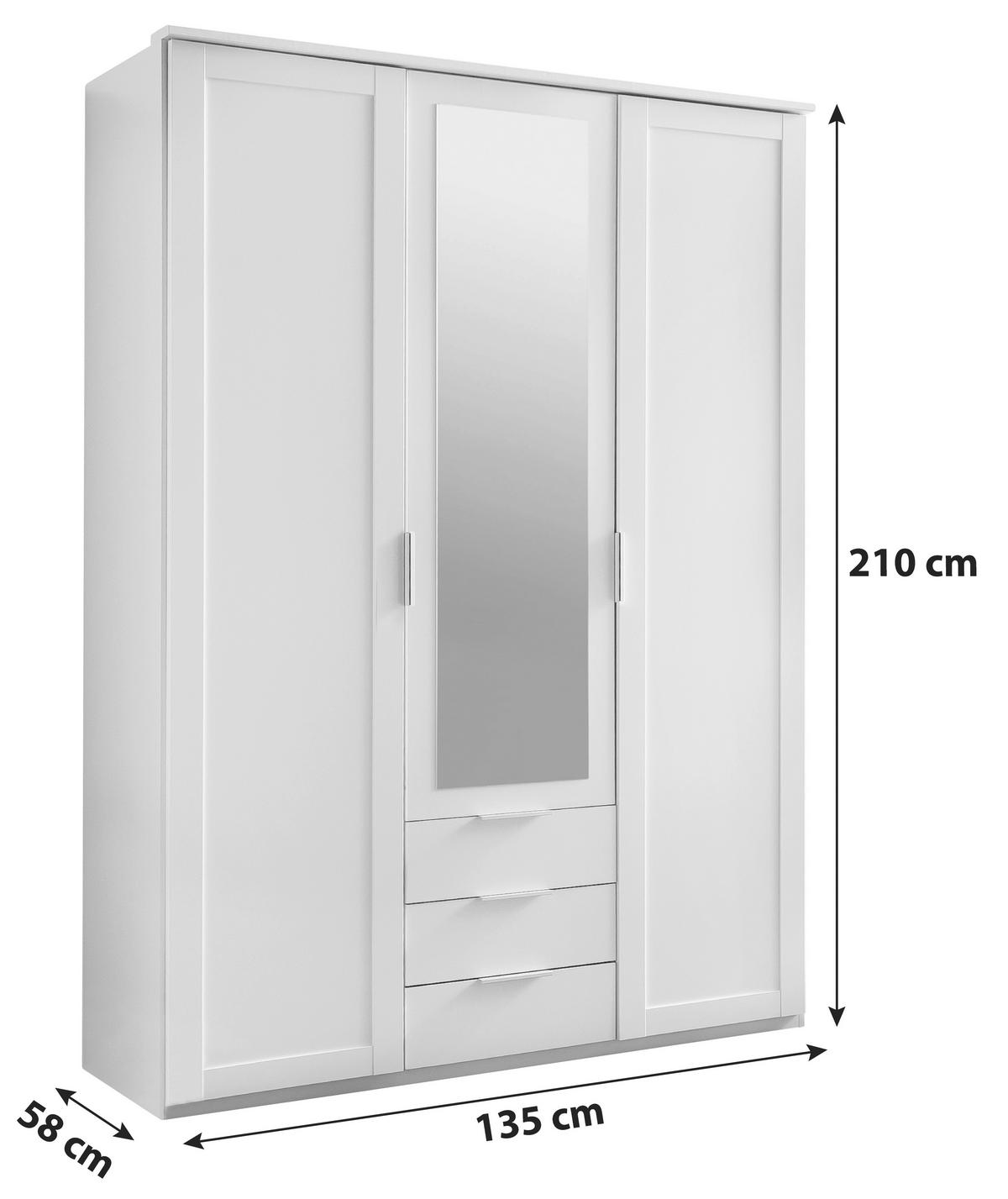 Ormar S Klasičnim Vratima Nadja - bijela/srebrne boje, Konvencionalno, staklo/drvni materijal (135/210/58cm) - Modern Living