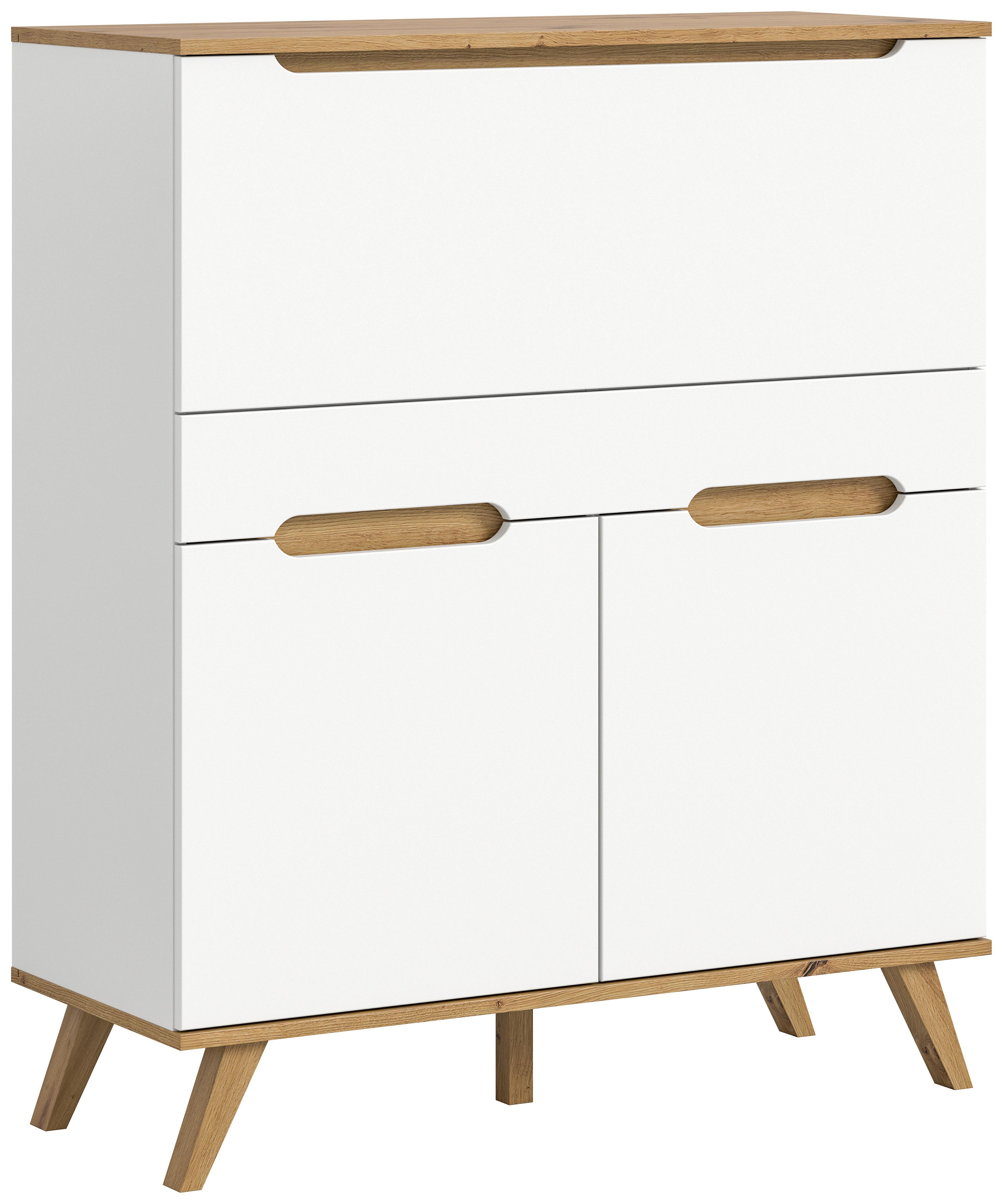 Pisalnik Stockholm, Barva Hrasta, Bela - barve hrasta/bela, Design, leseni material (100/118/40cm) - MID.YOU