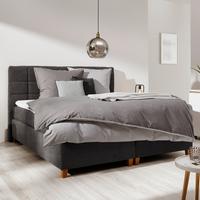 Boxspringbett Jerry Grau ca. 180x200 cm mit Topper - Dunkelgrau/Erlefarben, MODERN, Holz/Holzwerkstoff (180/200cm) - Bessagi Home