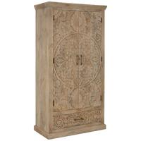 Schrank Ayda aus Mangoholz massiv - Messingfarben/Naturfarben, ROMANTIK / LANDHAUS, Holz/Metall (90/175/45cm) - Zandiara