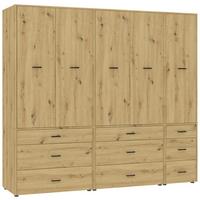 Kleiderschrank Kivo Eiche Artisan - Schwarz/Eiche Artisan, Basics, Holzwerkstoff/Kunststoff (225/199,6/52,1cm) - Based