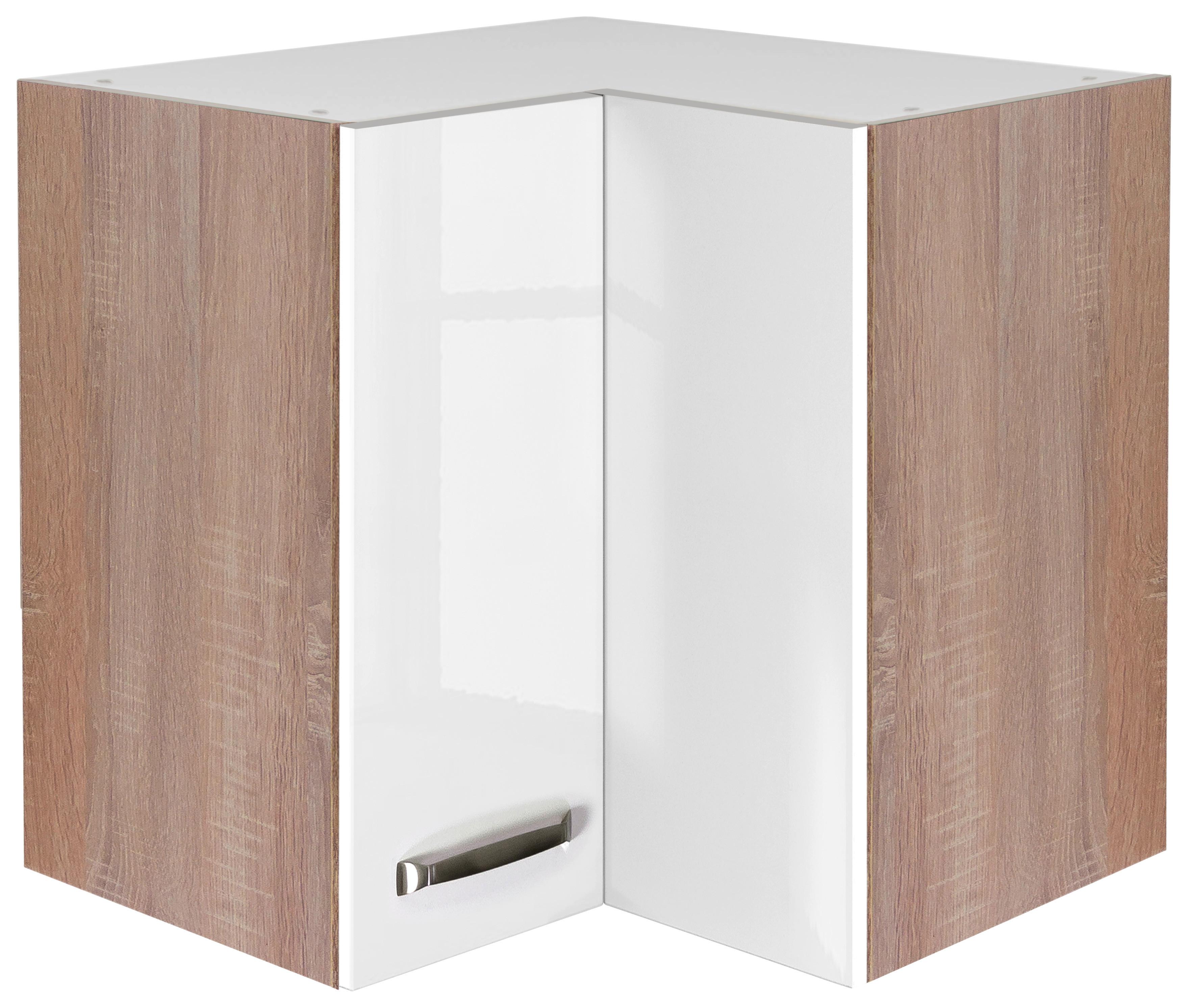 Eckoberschrank Weiß Hochglanz/Eiche online kaufen mömax