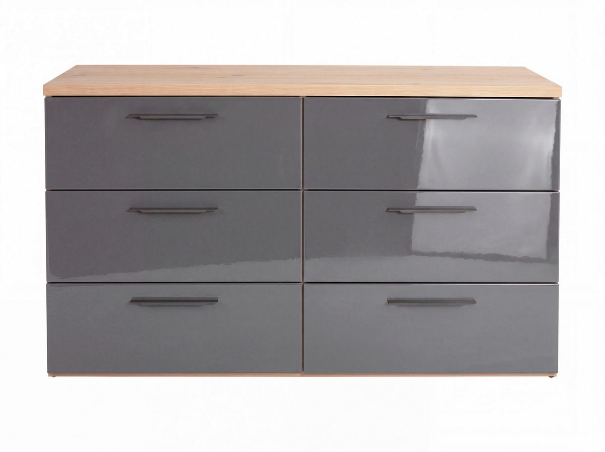 Komoda Sposami - siva visoki sjaj/hrast artisan, Moderno, metal/pločasti materijal (136,2/82,6/44,4cm) - Premium Living